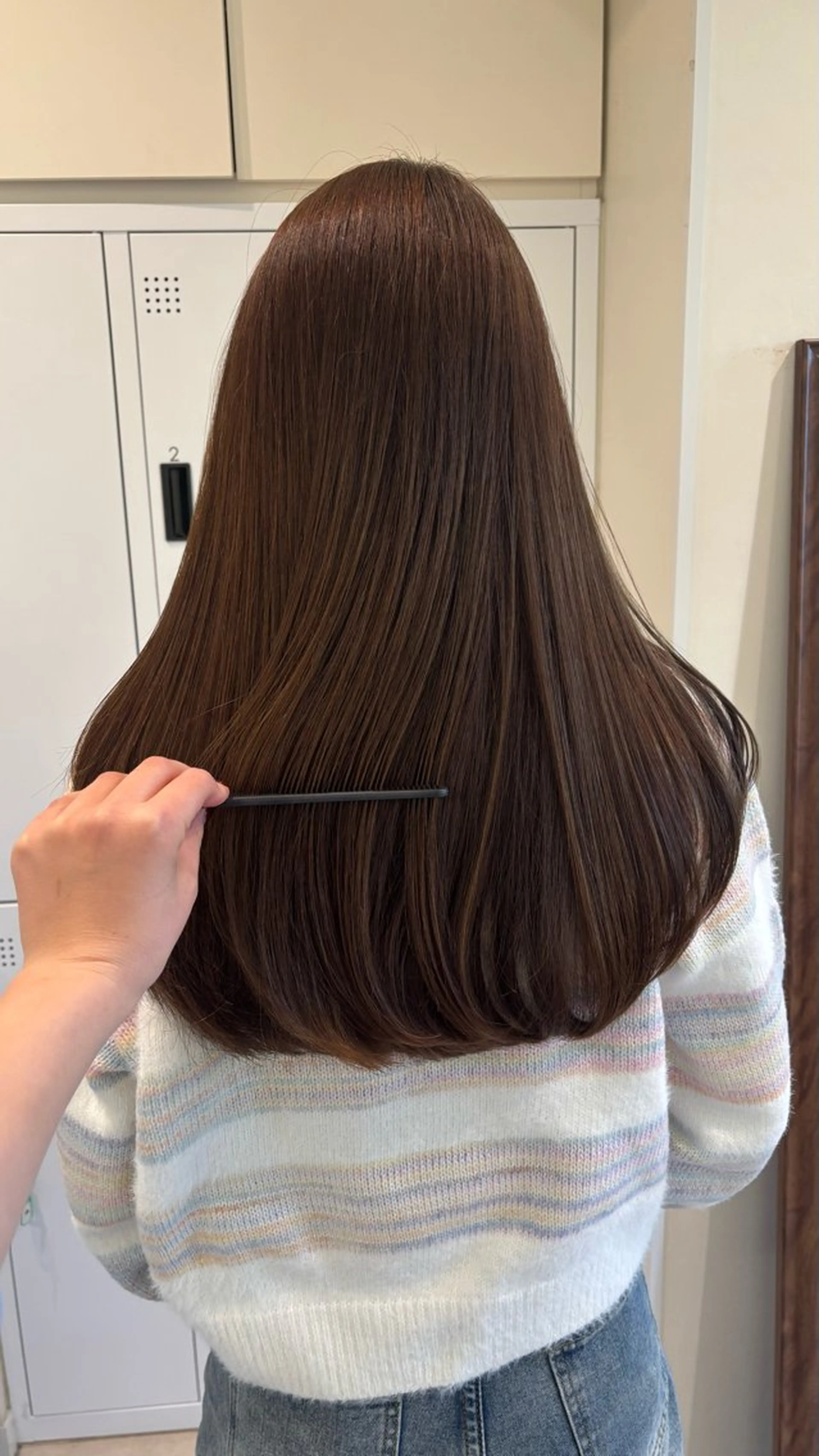 ロング カラー 垢抜け小顔レイヤー オリーブ/スミレのヘアスタイル