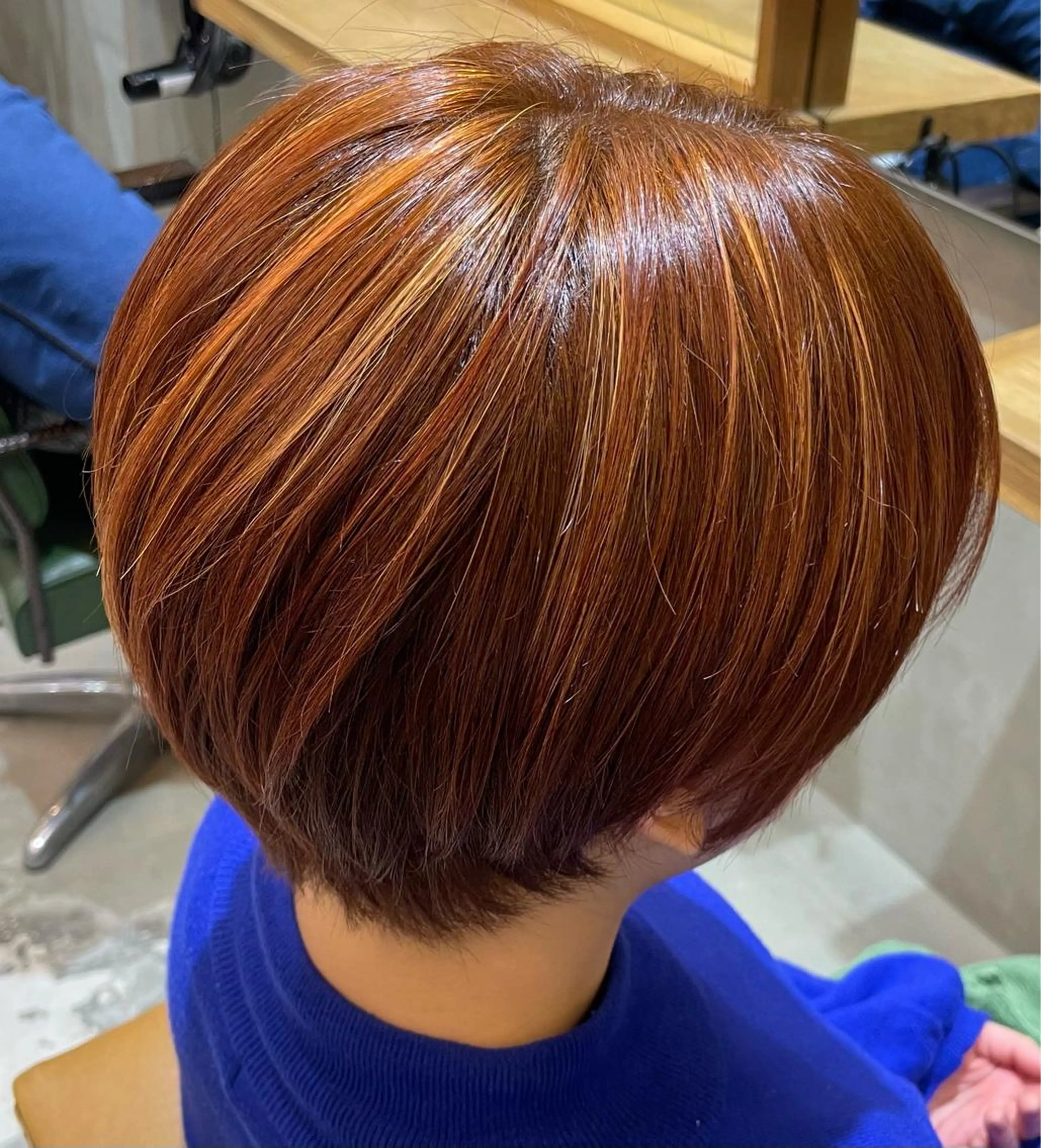 ショート カラー オレンジ ヘアカラー トリートメント 大久保 陽子のヘアスタイル