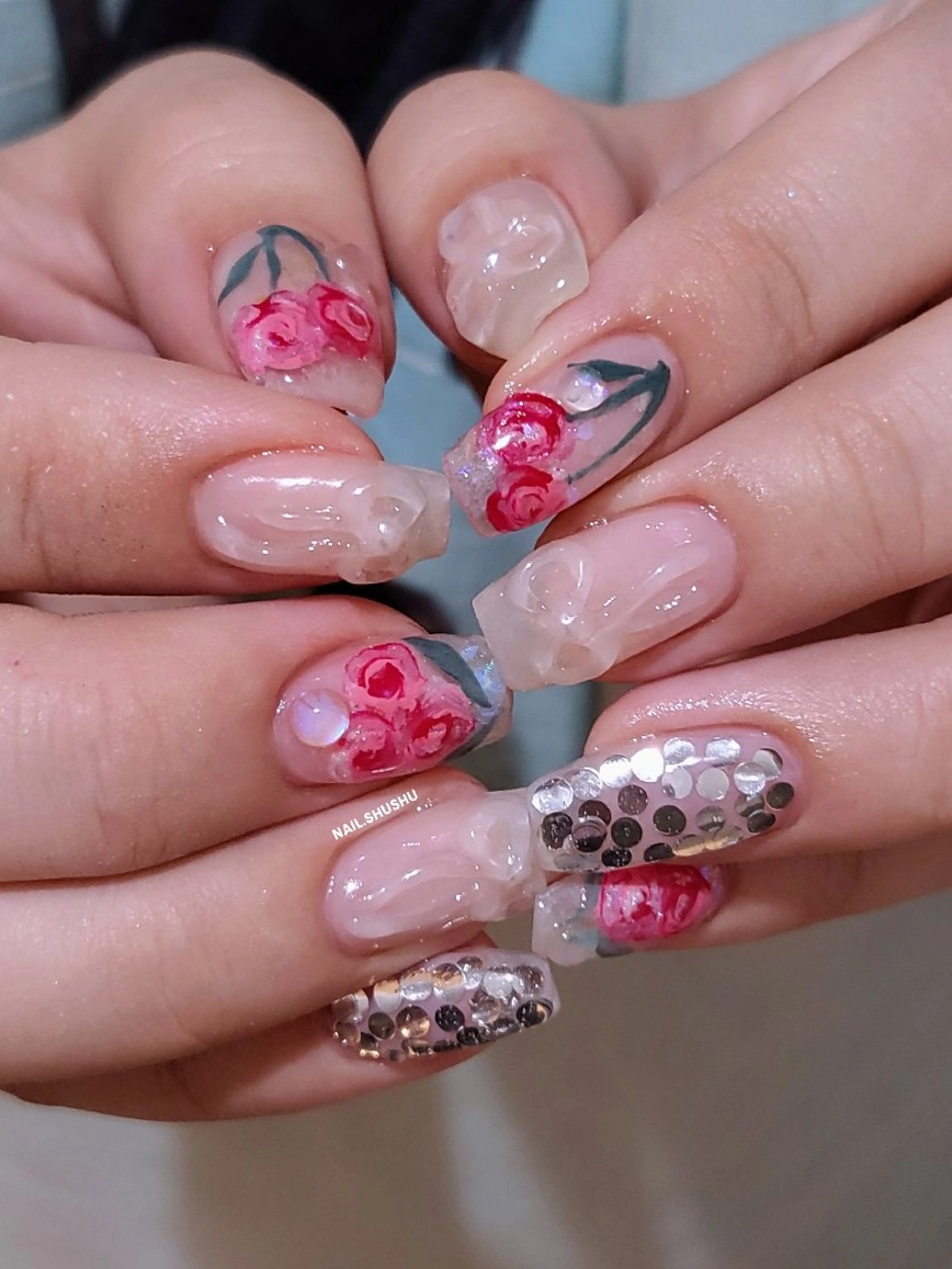 ネイル ハンドネイル 3dパーツ/流行り 👧shushu❤️のネイルデザイン