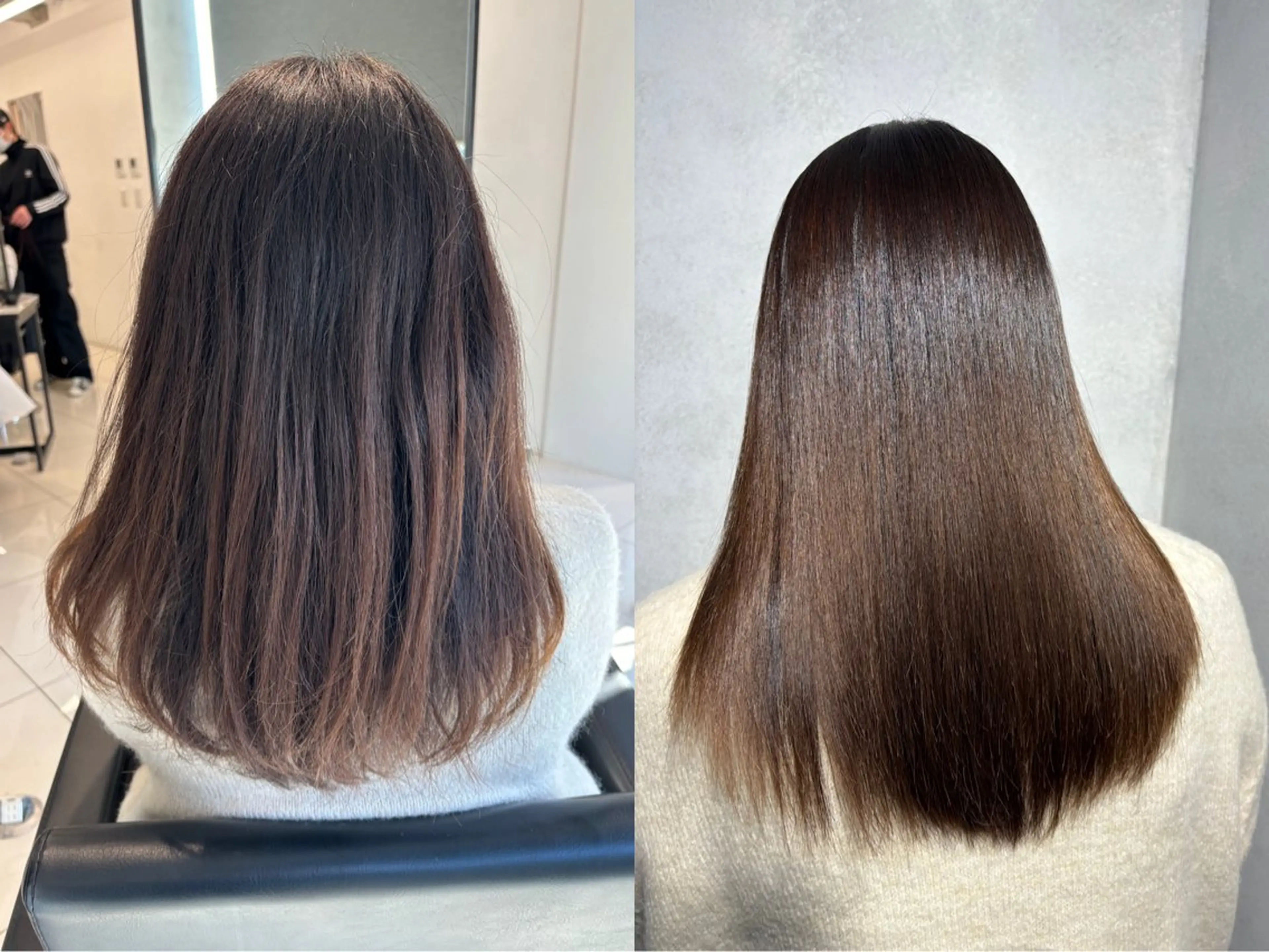 セミロング カラー パーマ ブリーチ 縮毛矯正 ✨美髪矯正×髪質改善 🍎カイト🍎渋谷のヘアスタイル