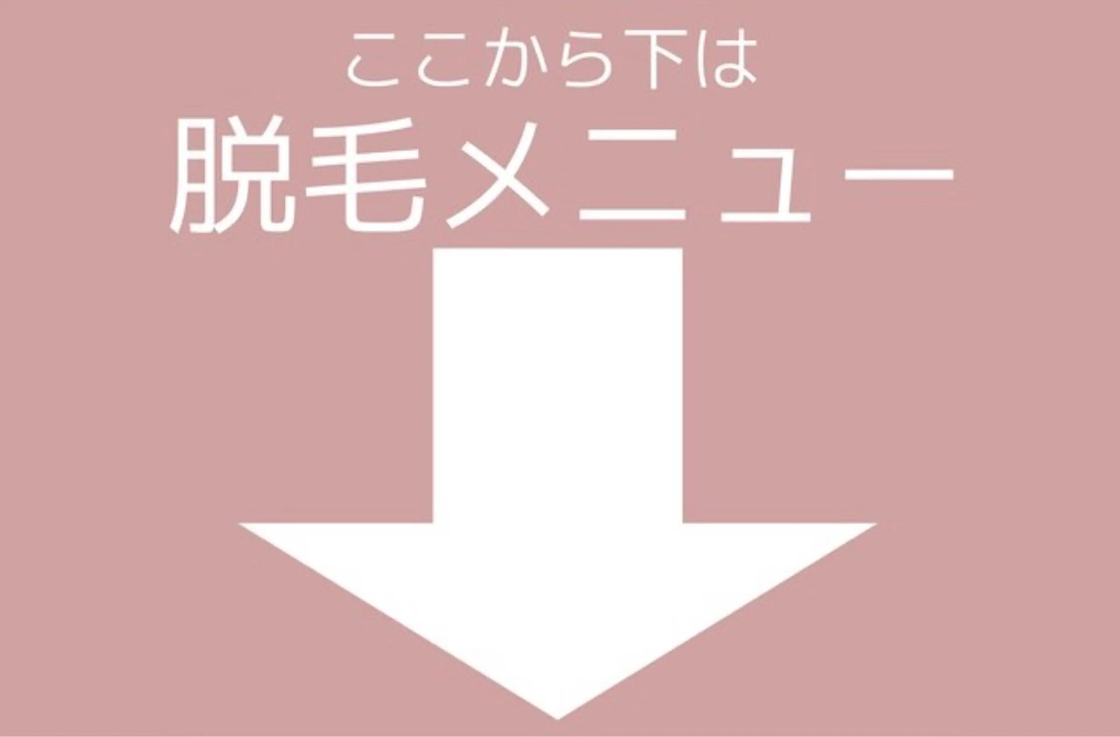こちらから下は脱毛メニューとなっております。の写真