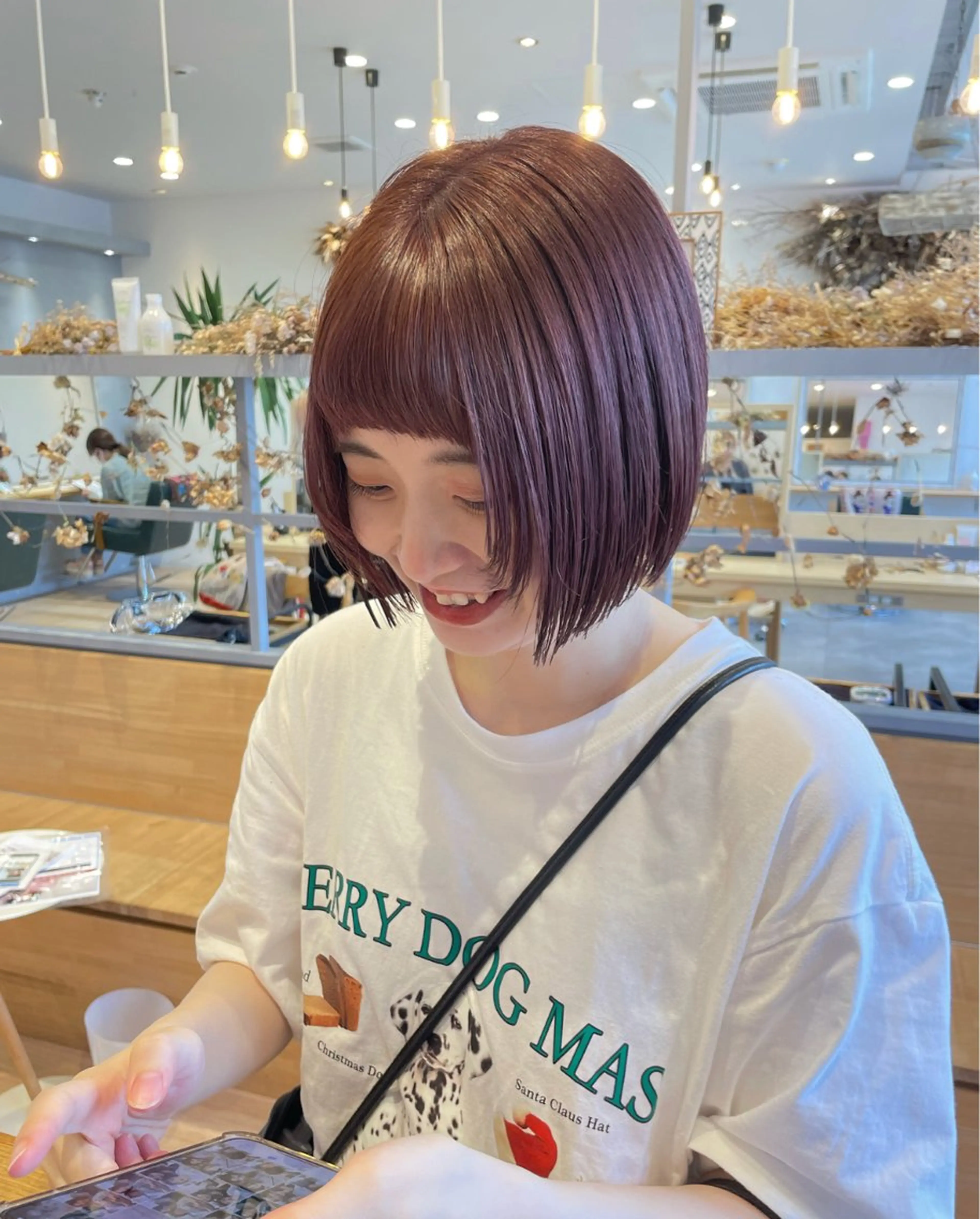 カラー ラベンダーカラー ピンクカラー ピンクラベンダー 石田 菜月のヘアスタイル