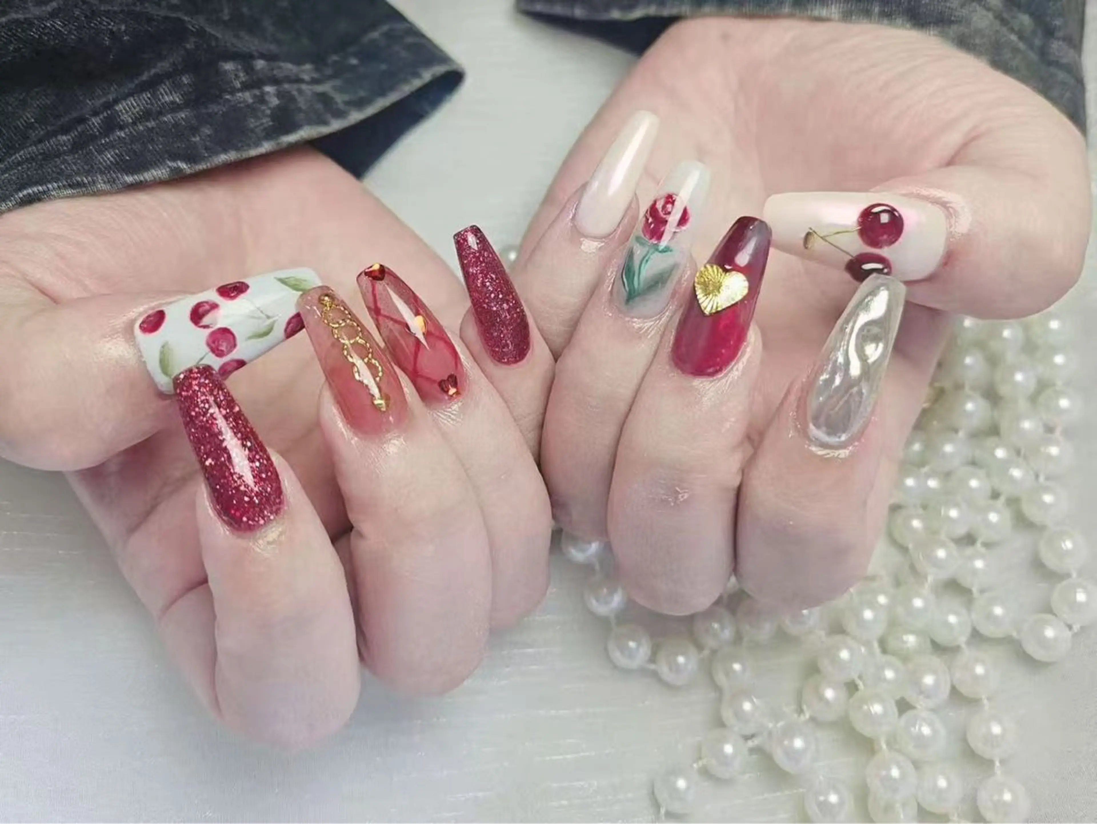 ネイル アートネイル フットネイル ジェルネイル ハート マグネットネイル Babarla　Nail　Salon所属・babarla Nailのネイルデザイン