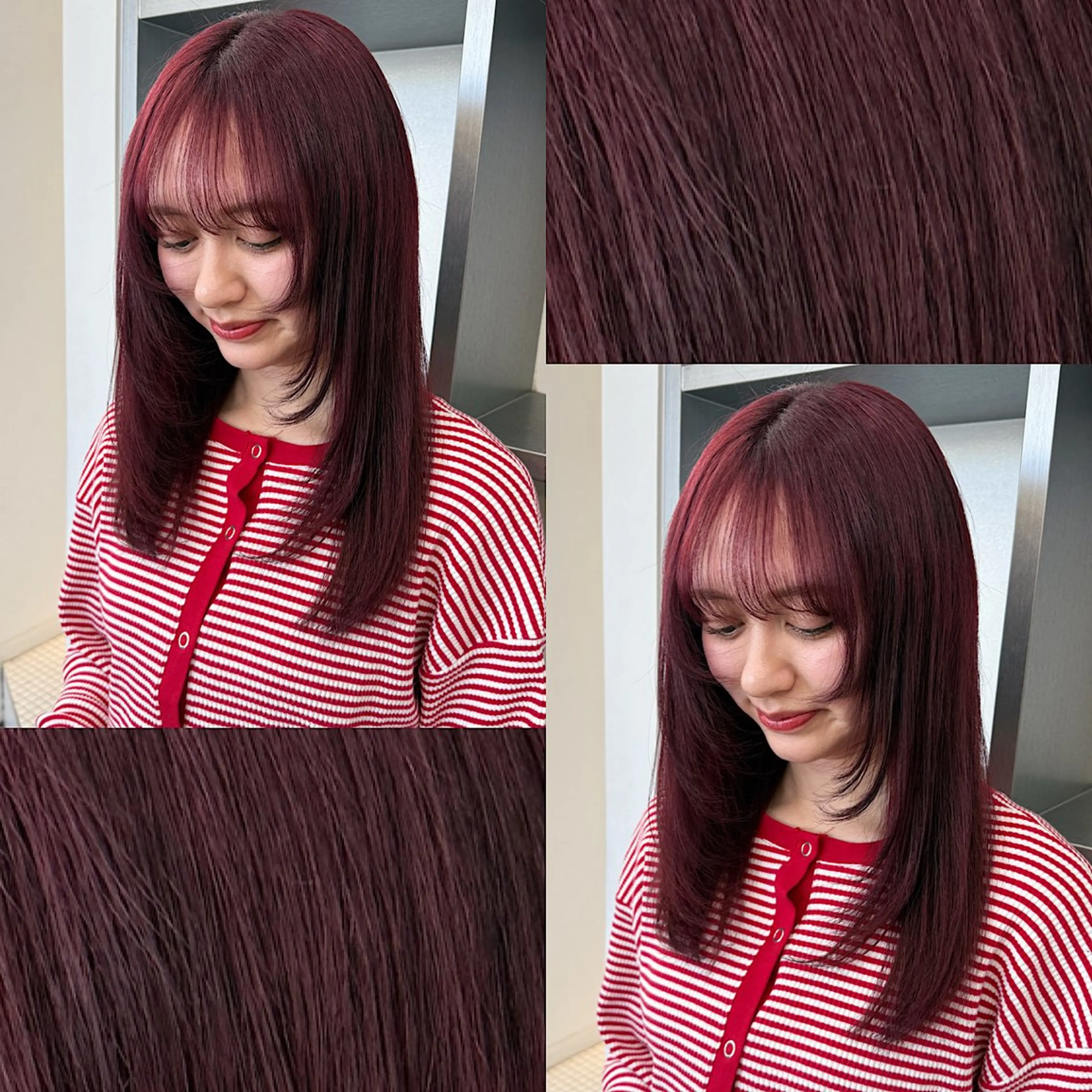 ミディアム カラー レッドカラー 🍒暖色✖️レイヤー ／Haruna🍒のヘアスタイル