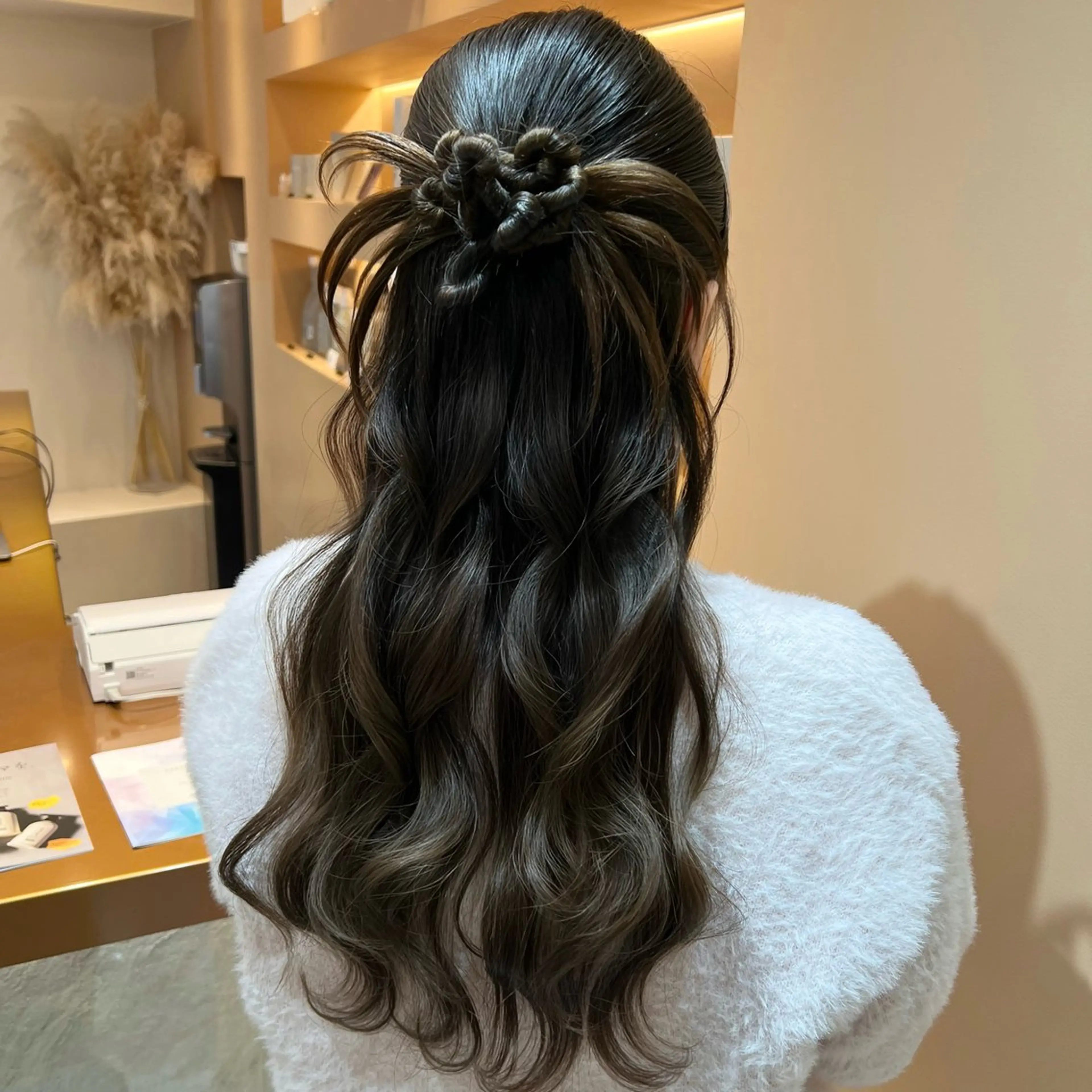 ロング ヘアアレンジ ハーフアップ ヘアセット ✨カチモリ✨レイヤー 韓国ヘア🇰🇷ゆいのヘアスタイル