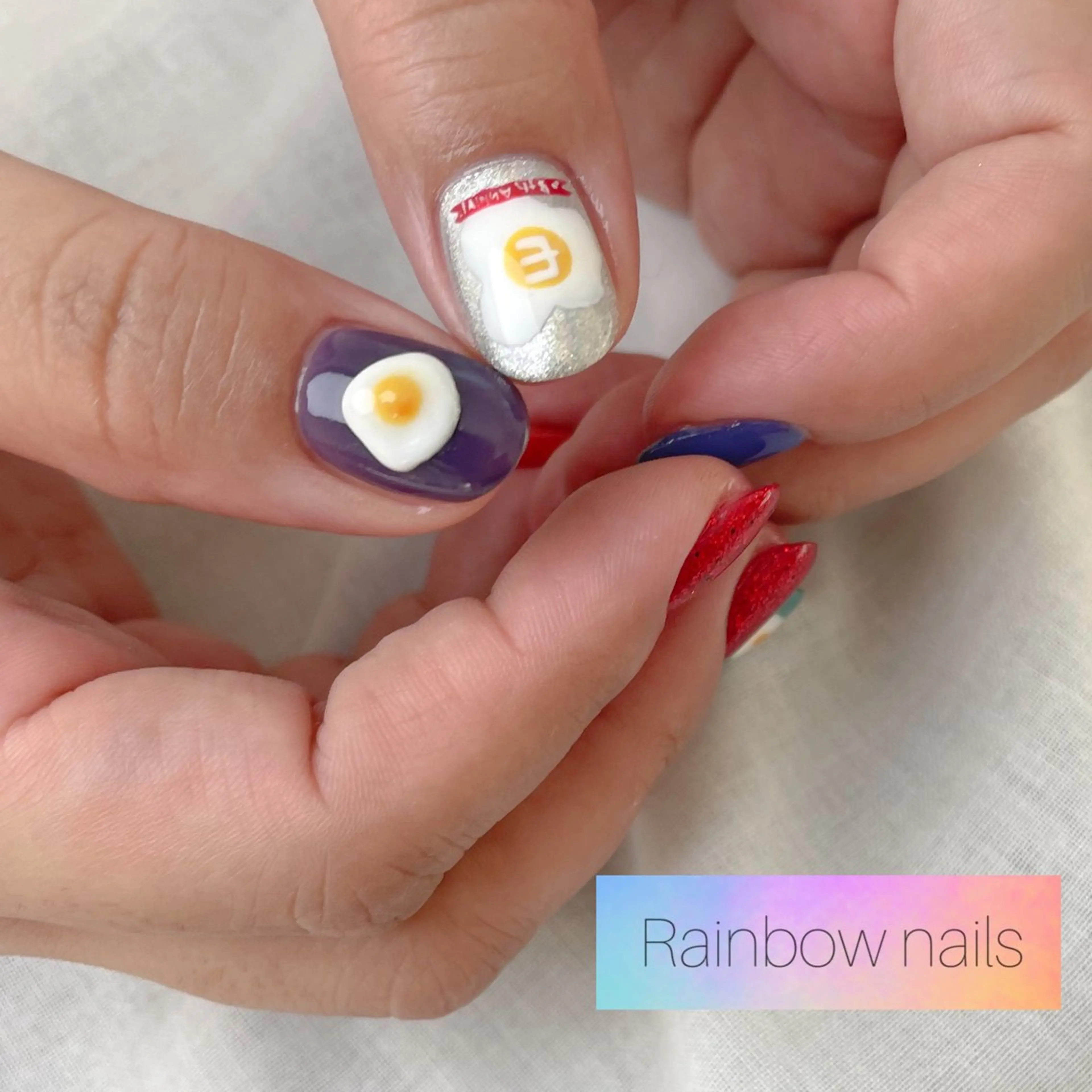 ネイル Rainbow nailsくろちゃんのネイルデザイン