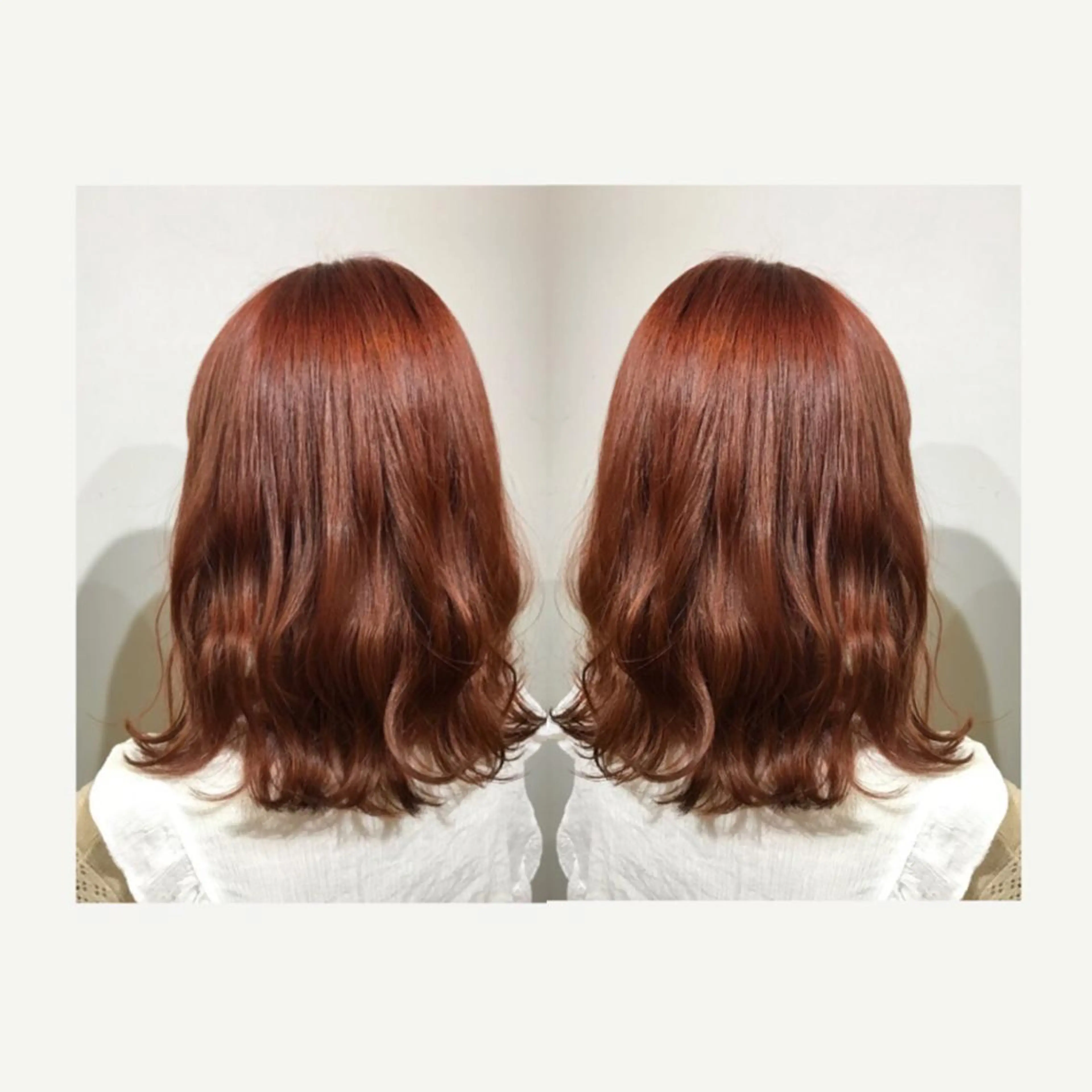 ミディアム カラー レッドカラー yui .のヘアスタイル