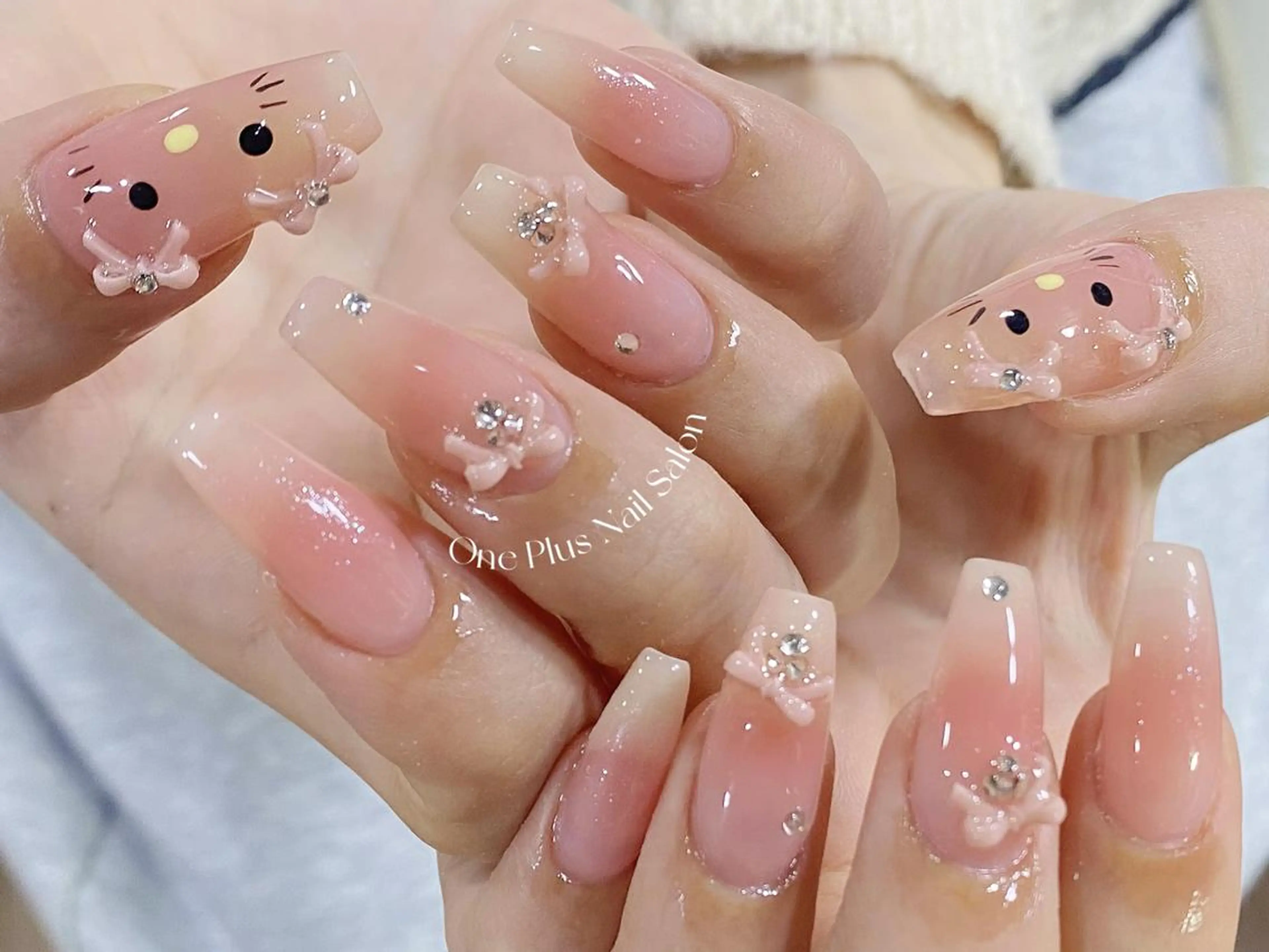 ネイル アートネイル 長さ出し フレンチネイル ガーリー ハート Niki ニキのネイルデザイン