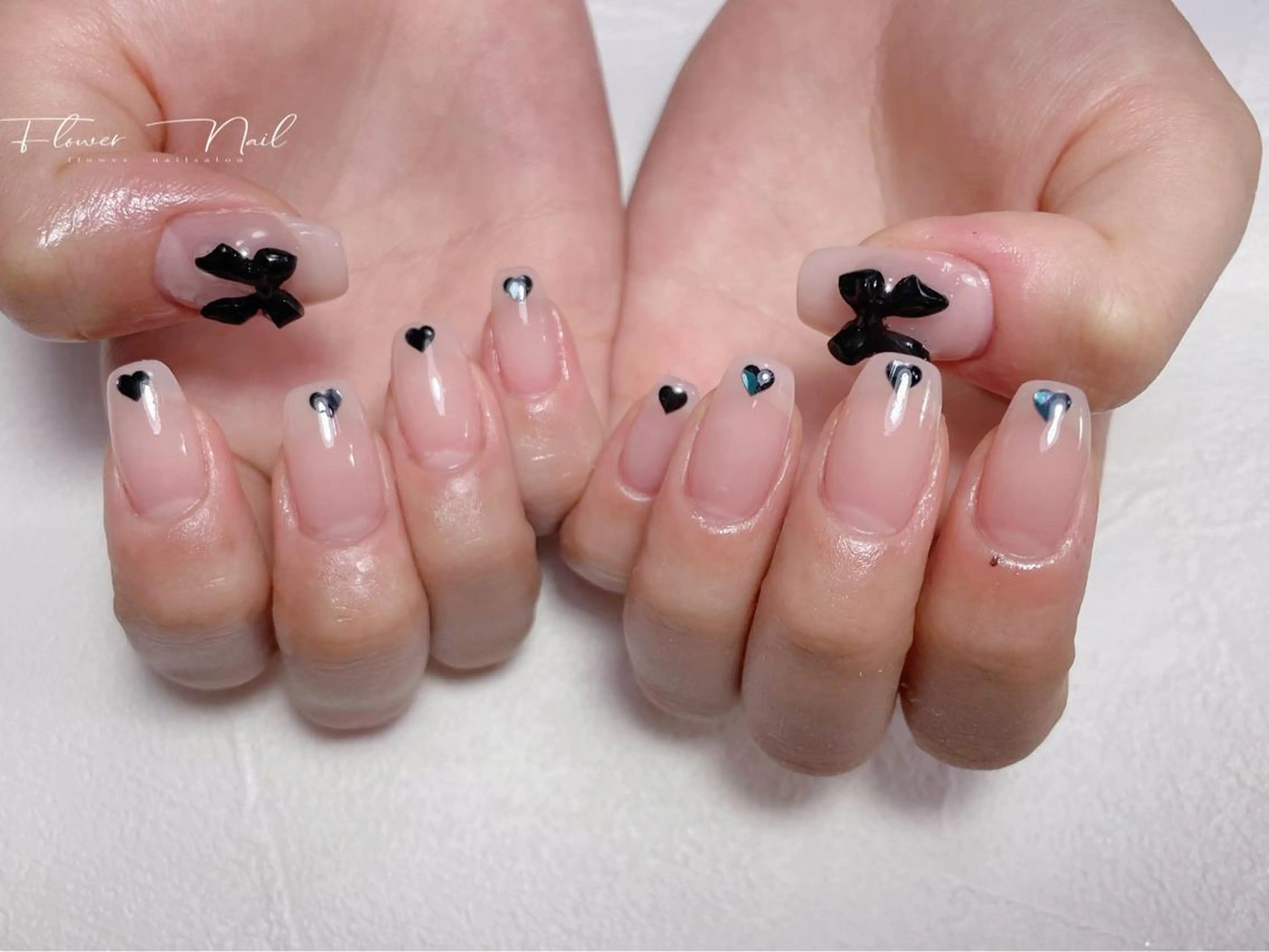 ネイル リボン Flower nailのネイルデザイン