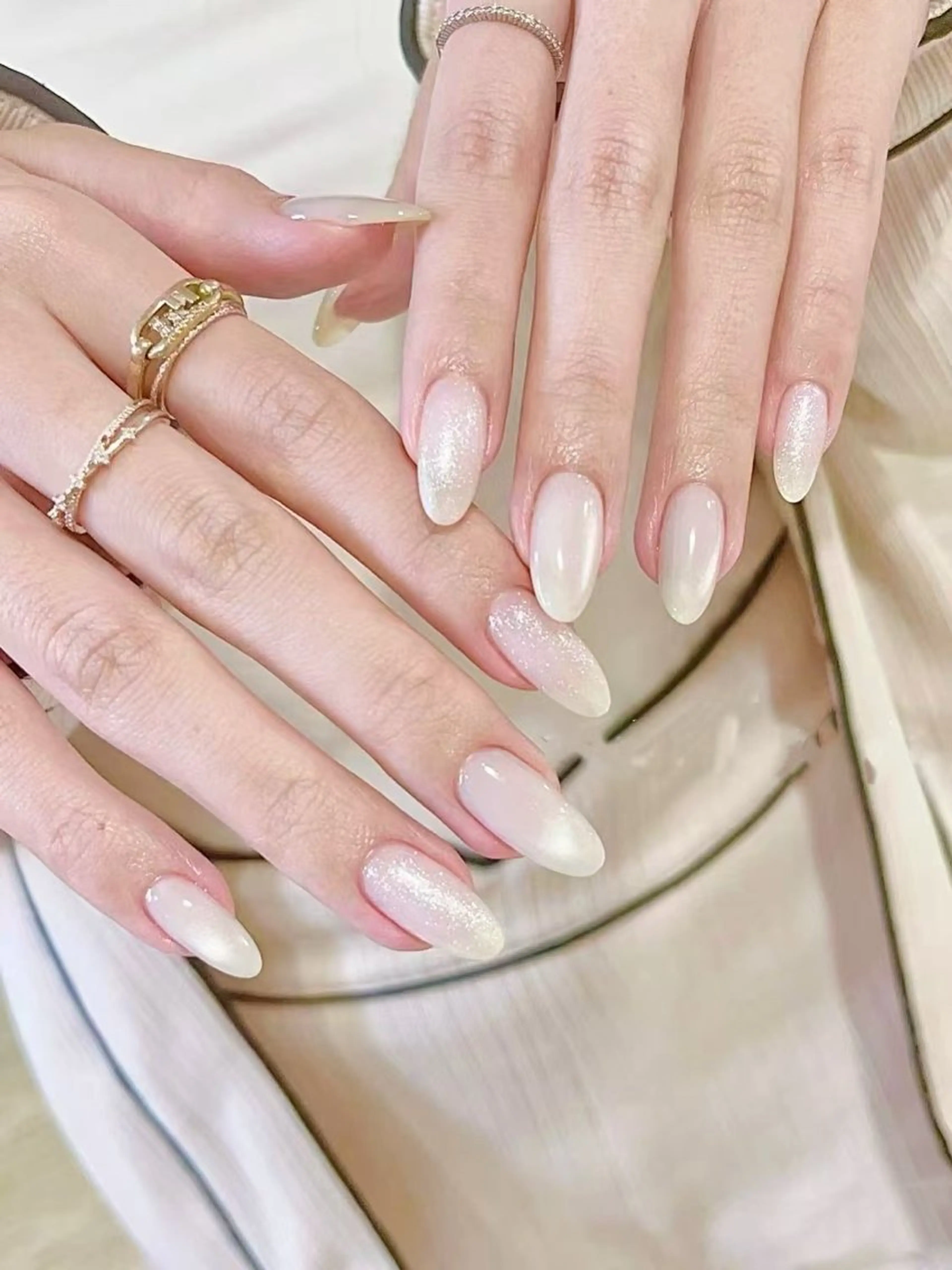 ネイル フラワーネイル フレンチネイル ジェルネイル ガラスフレンチ ハート ハンドネイル BabyYouMi nailのネイルデザイン