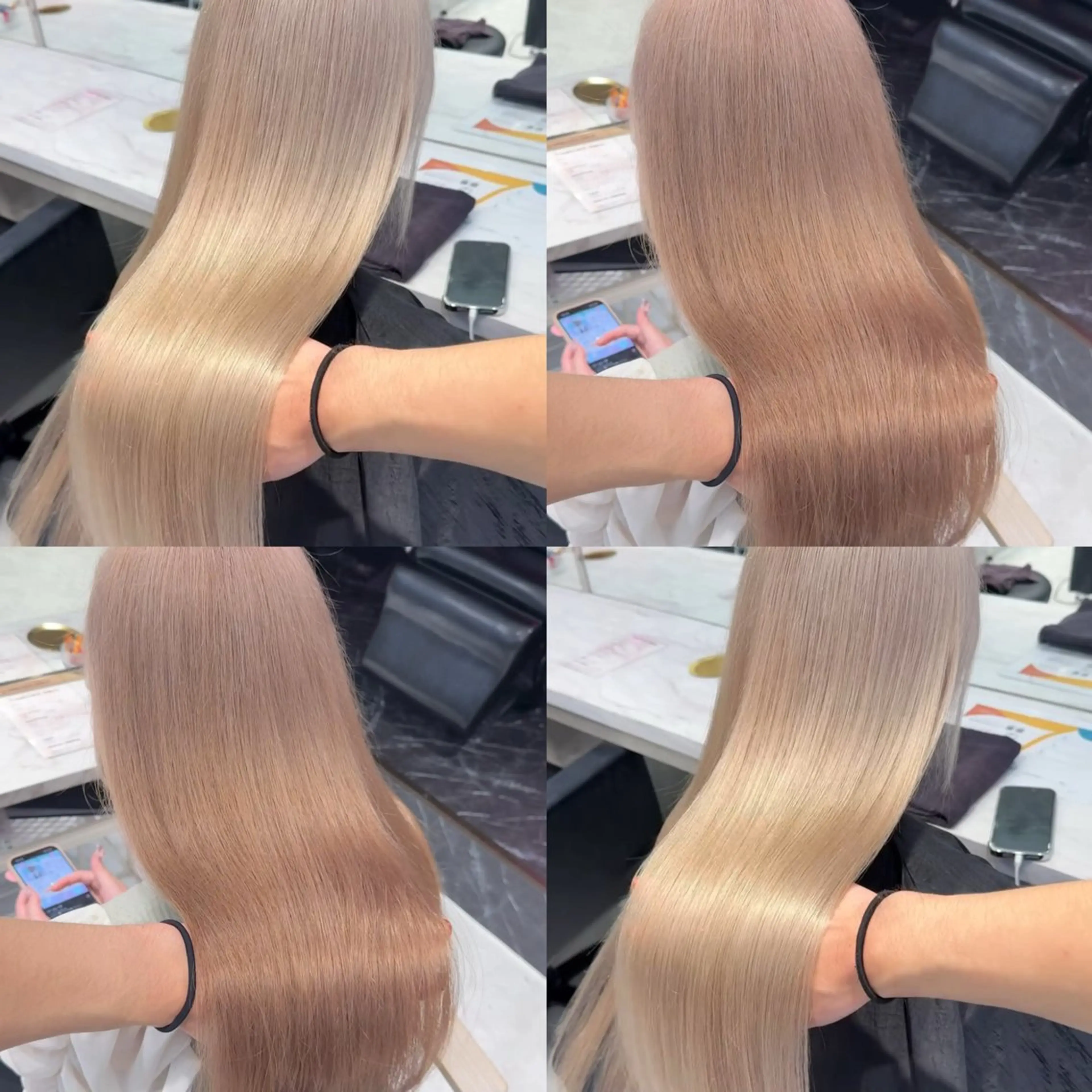 セミロング カラー ベージュカラー ブリーチ ブロンド ミルクティーベージュ ピンクカラー ヘアカラー 【🥀履歴修正🥀】 ハイトーン職人/拓真のヘアスタイル