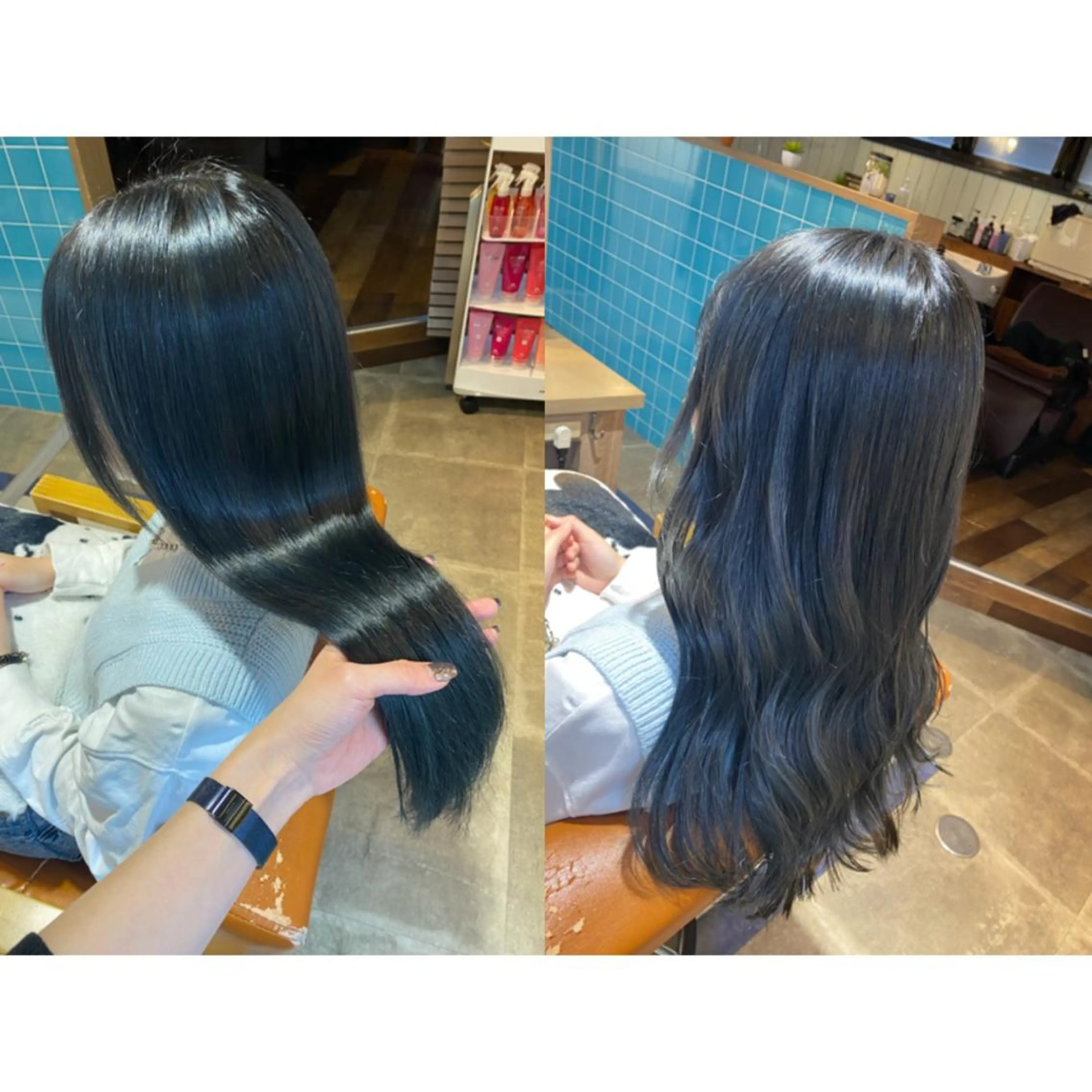 カラー ブリーチ ネイビーカラー ヘアカラー トリートメント 🐻結んで可愛い hair EMI🐻のヘアスタイル