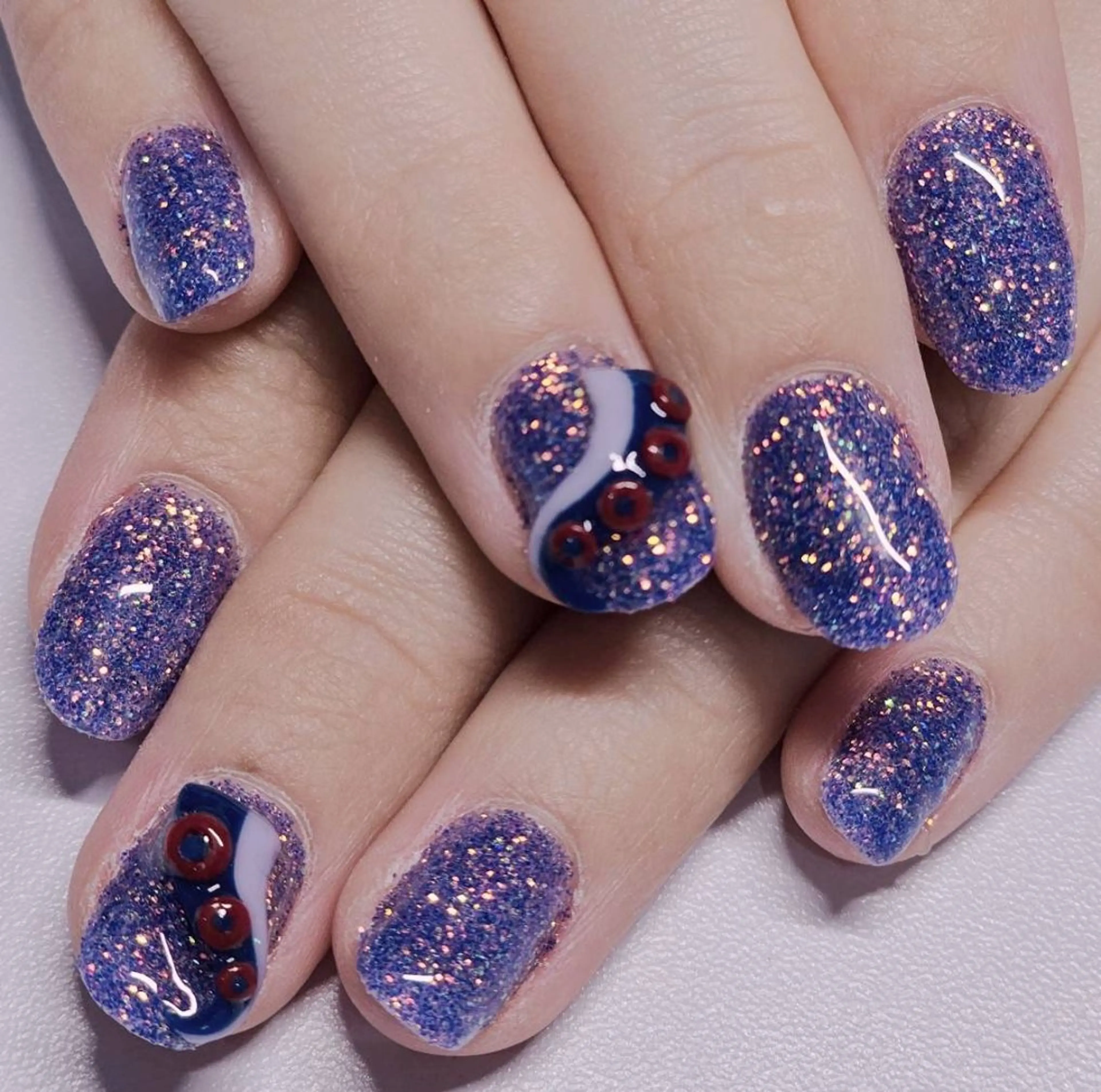 ネイル アートネイル ラメ(グリッター) ワンカラーネイル パープル ハンドネイル よしだ ひろきのネイルデザイン