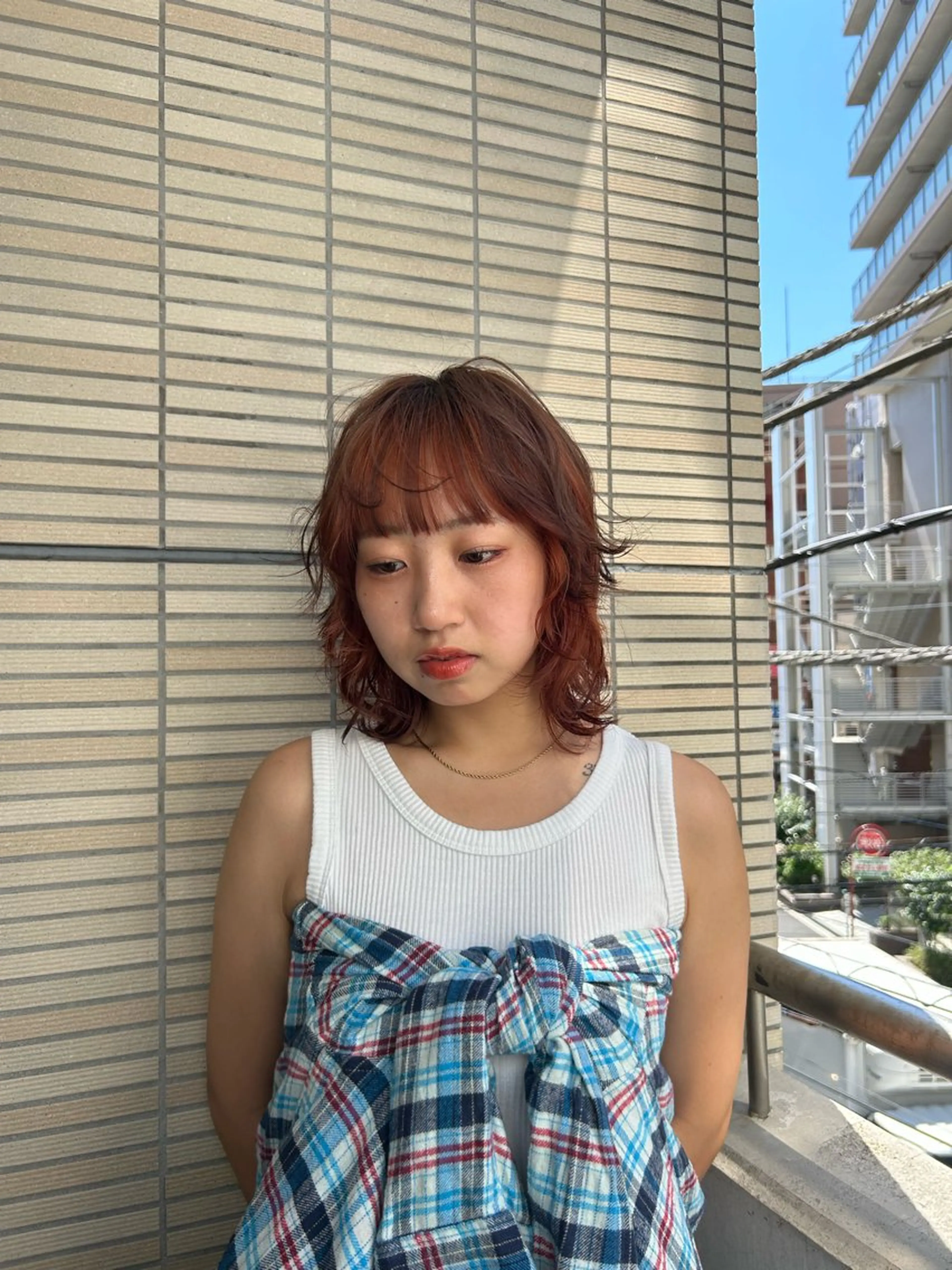 ミディアム ヘアカラー ayano/パーマ/ 暖色カラーのヘアスタイル