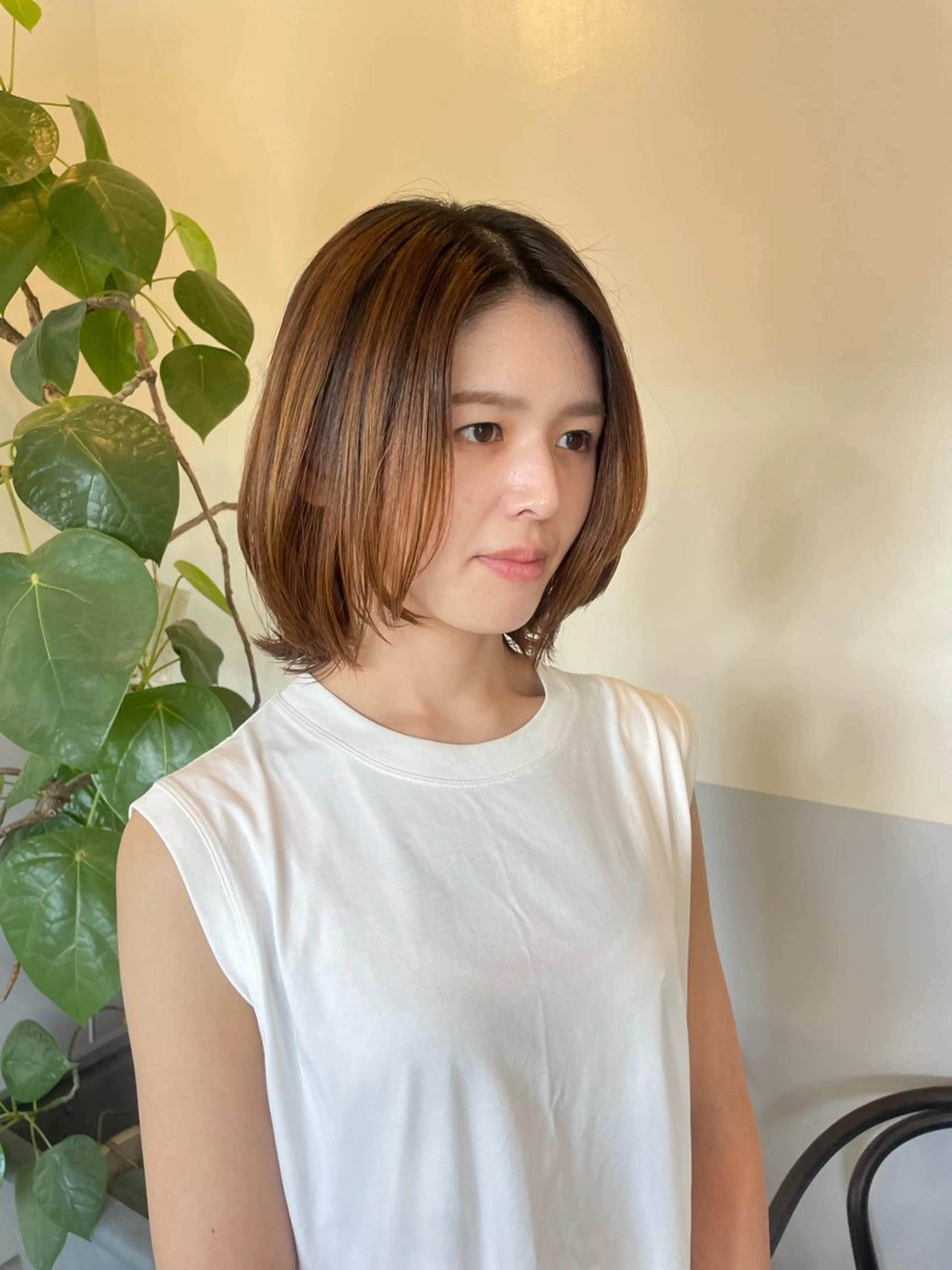 ミディアム ボブレイヤー ボブ レイヤーカット 小久保 里紗のヘアスタイル