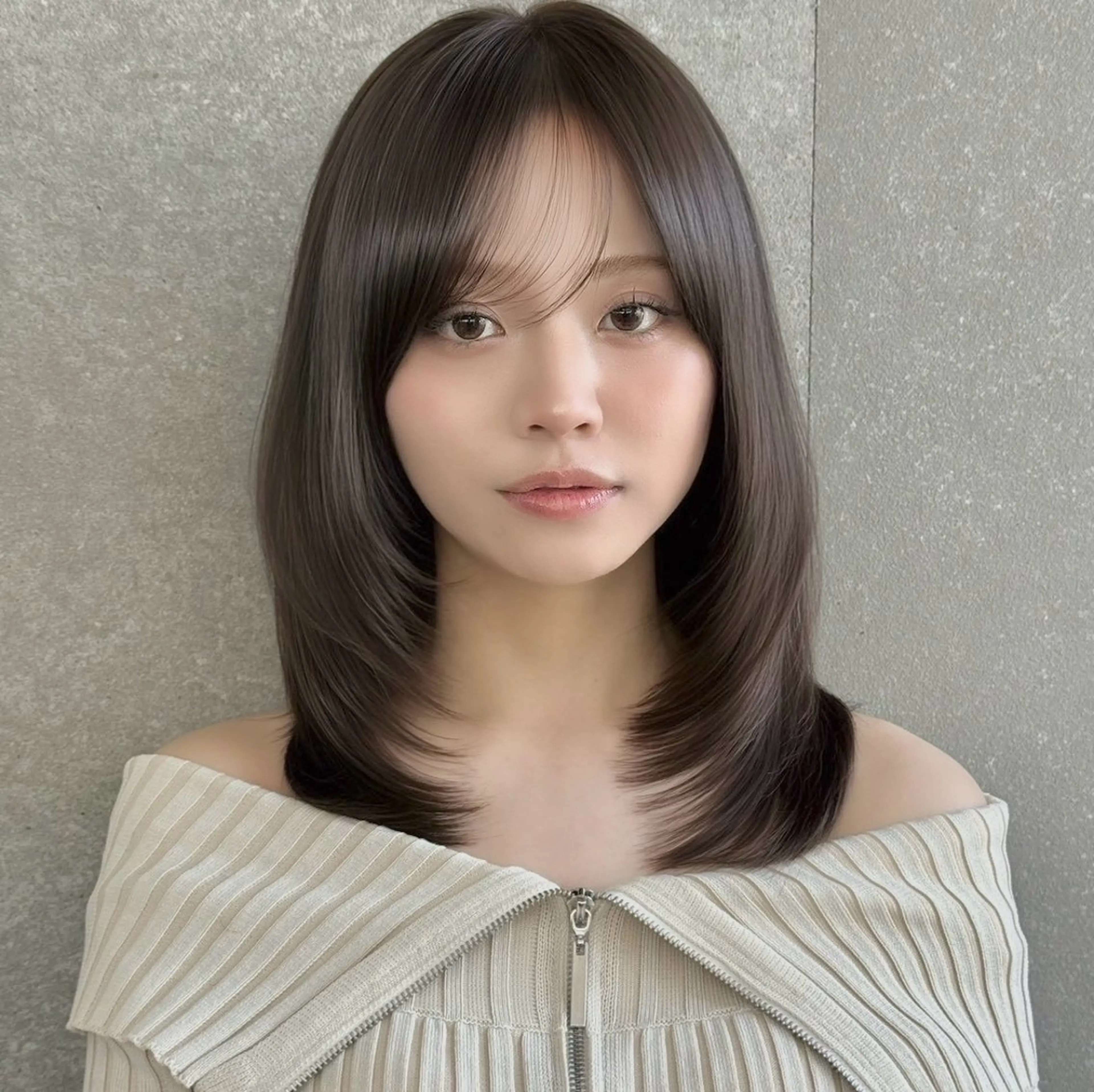 ミディアム レイヤーカット カット ヘアカラー トリートメント ボブ/縮毛矯正/ レイヤー/塚田のヘアスタイル