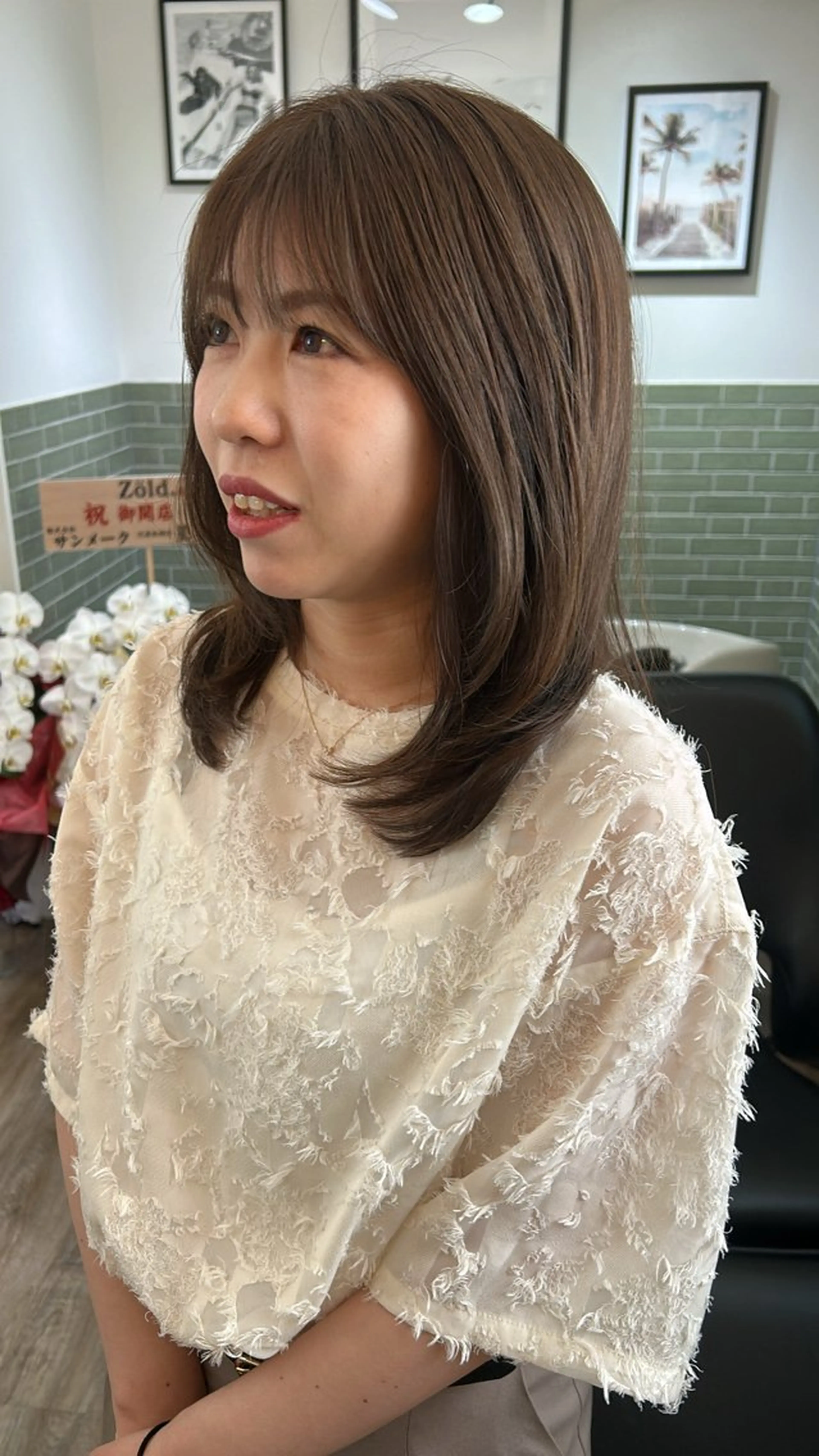 セミロング カット ヘアカラー トリートメント KAIBORI ASUKAのヘアスタイル
