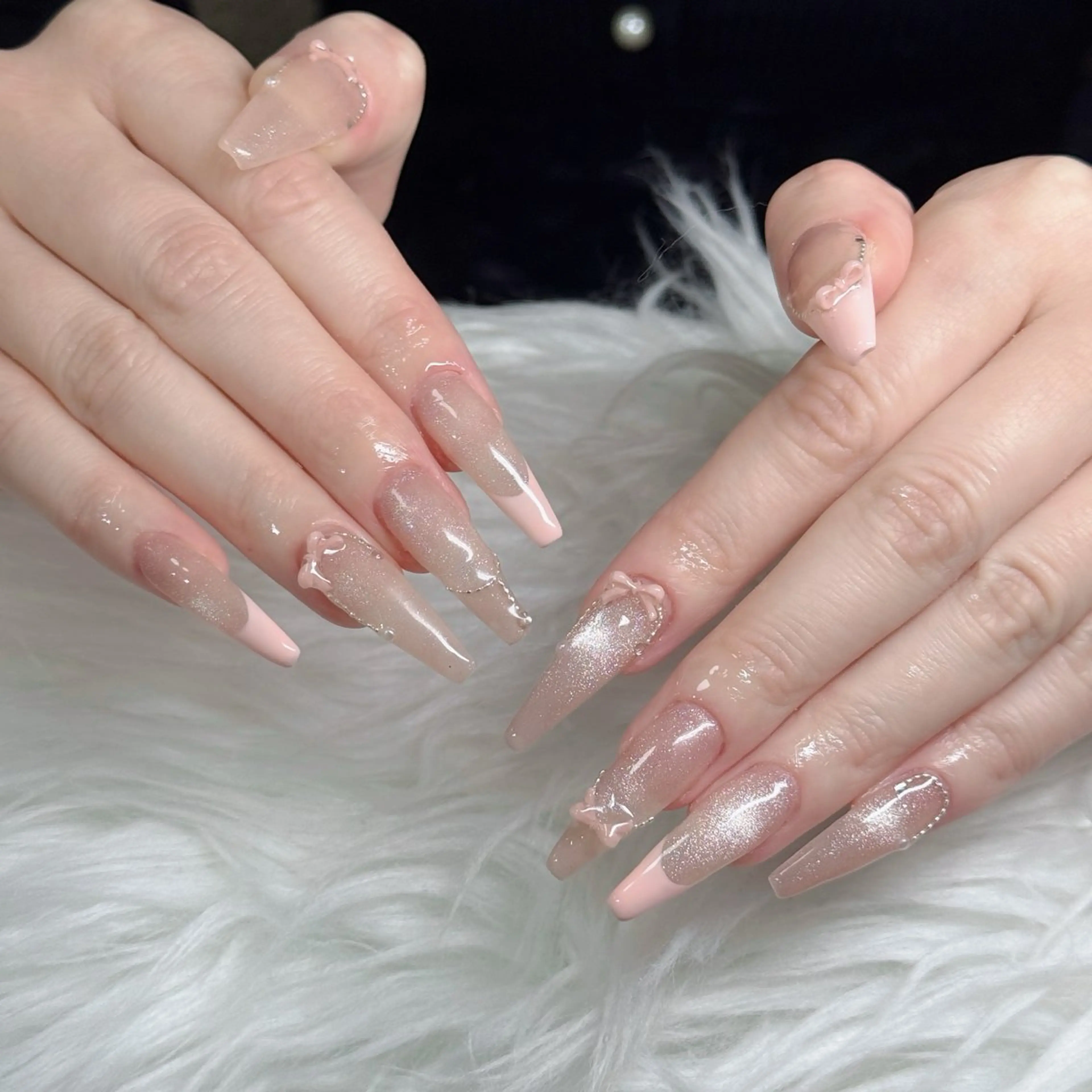 ネイル フットネイル フレンチネイル グラデーション 韓国ネイル ロングネイル ハンドネイル Hani Nail Salonのネイルデザイン