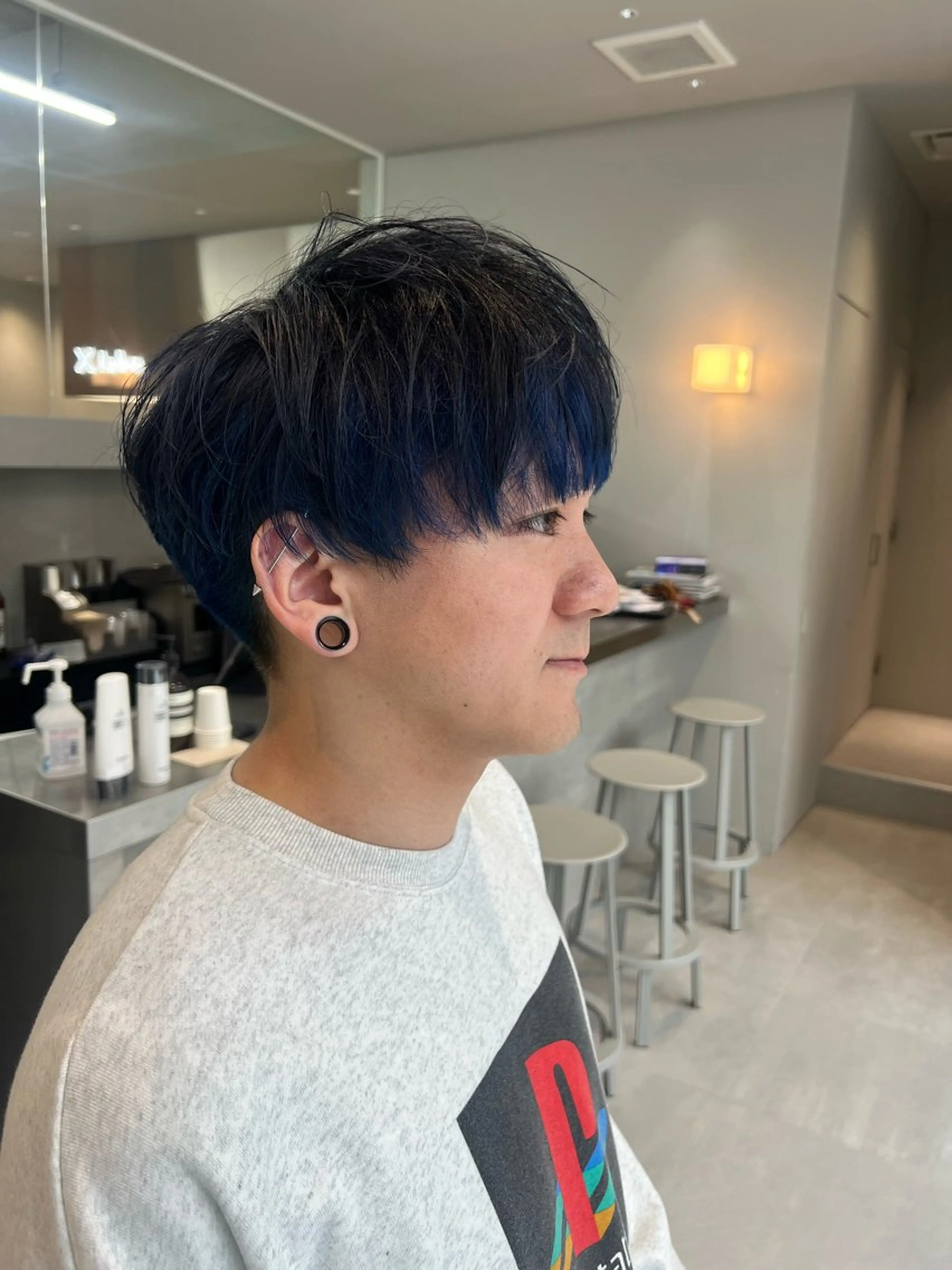 カラー メンズ マッシュ ブルーカラー カット ヘアカラー 吉沢遣人/レイヤー 艶カラー/抜け感のヘアスタイル