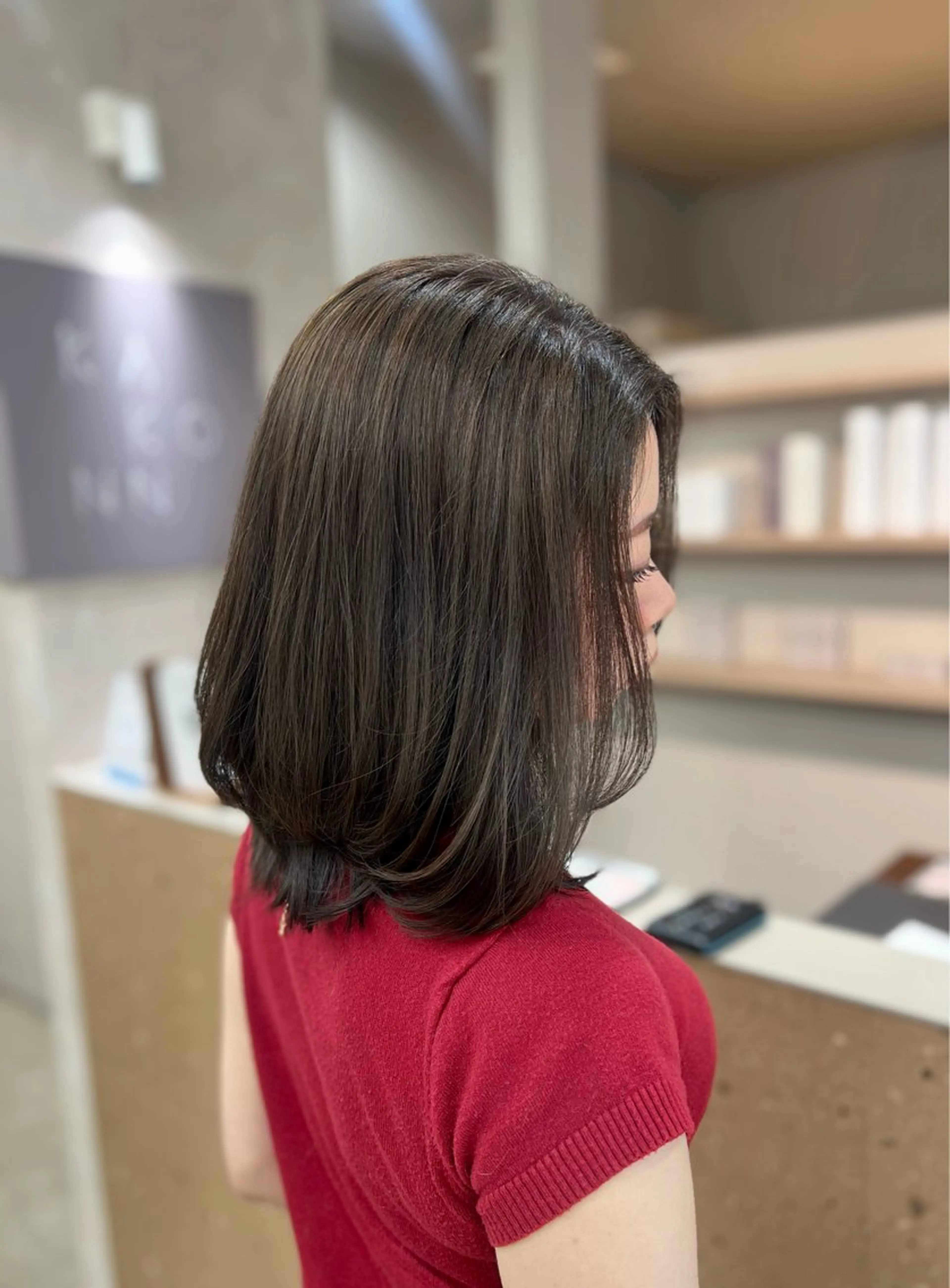 ミディアム カラー カット ヘアカラー 【六本松美容師】 MOEのヘアスタイル