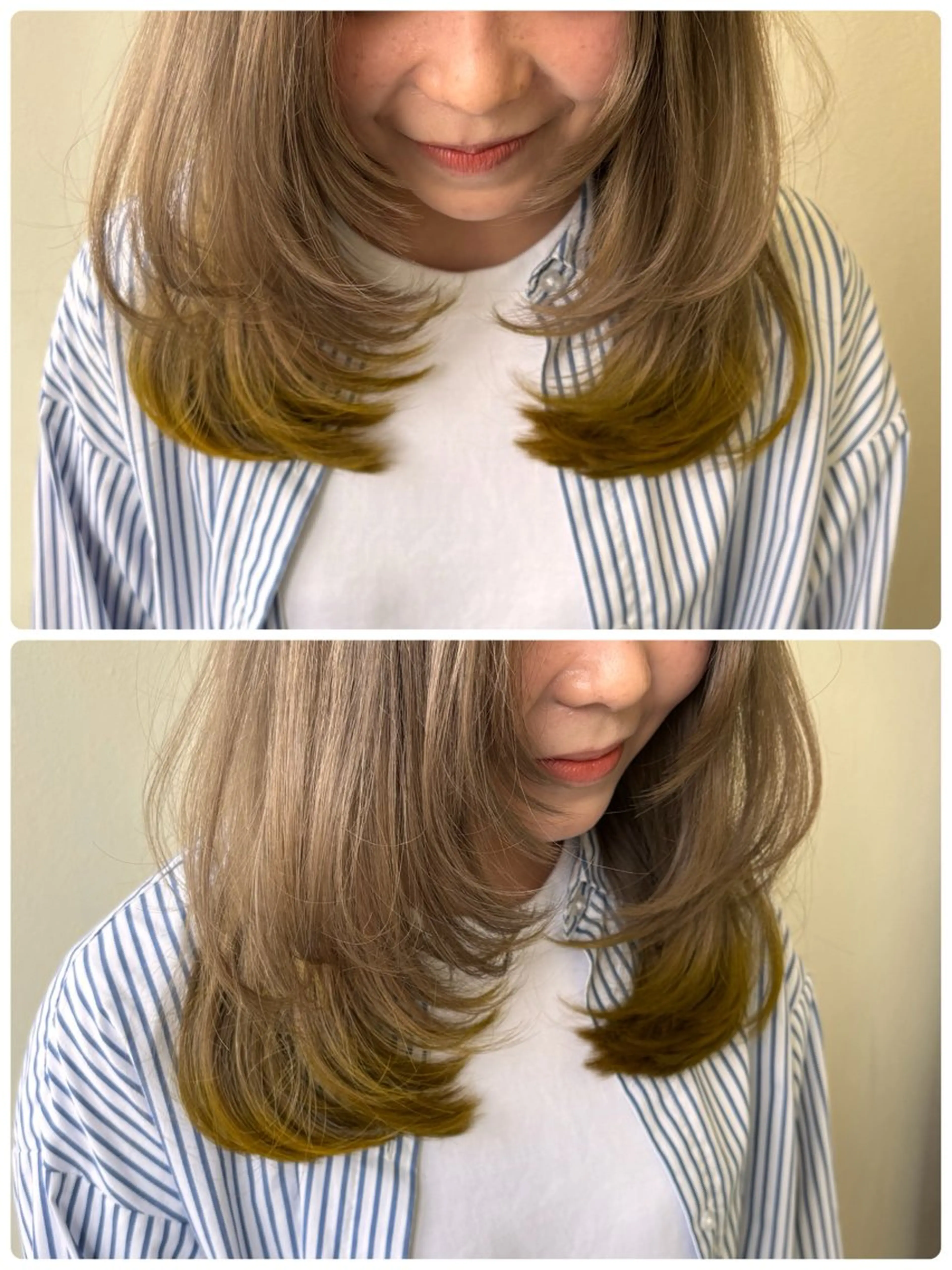 セミロング レイヤーカット カット ヘアカラー レイヤーカット 🇰🇷SAYAのヘアスタイル