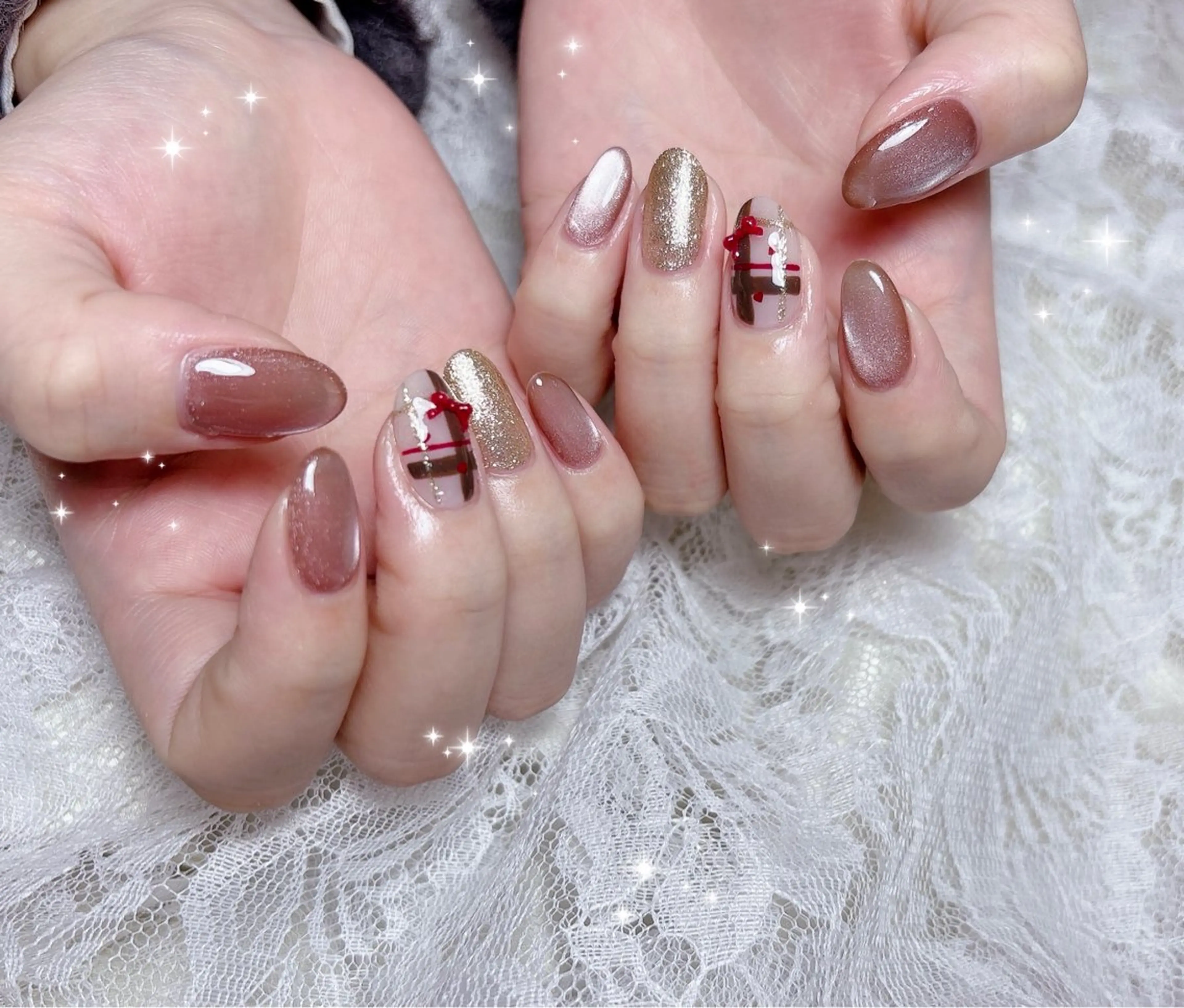 ネイル アートネイル マグネットネイル バレンタイン ハンドネイル FLARE NAIL フレアネイルのネイルデザイン