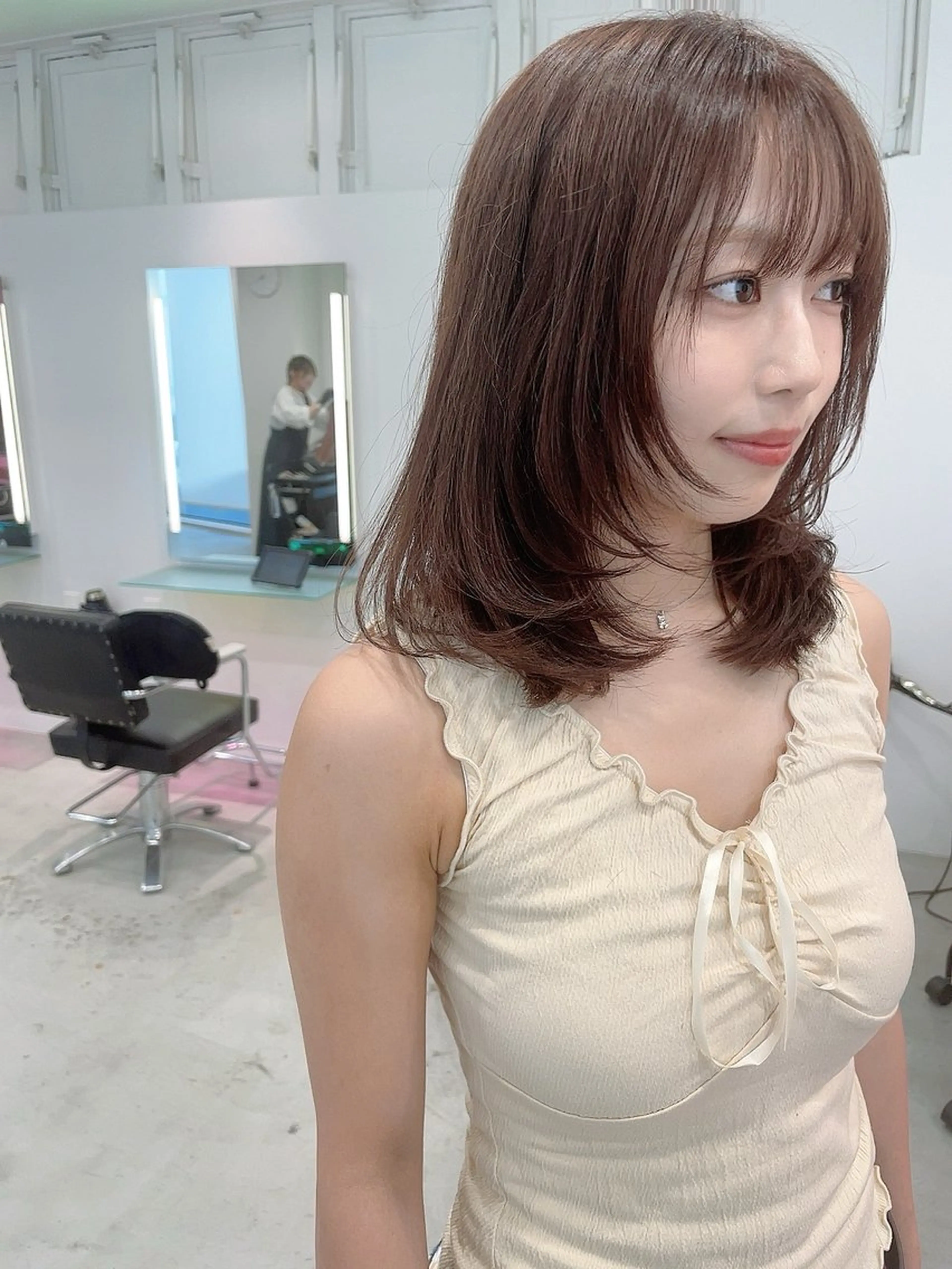 ミディアム カラー ブリーチ ダブルカラー ボブ 顔周りカット タンバルモリ DECORA SORAN【本川越】所属・韓国/顔周り/ボブ/ ショート/大川陽太のヘアスタイル