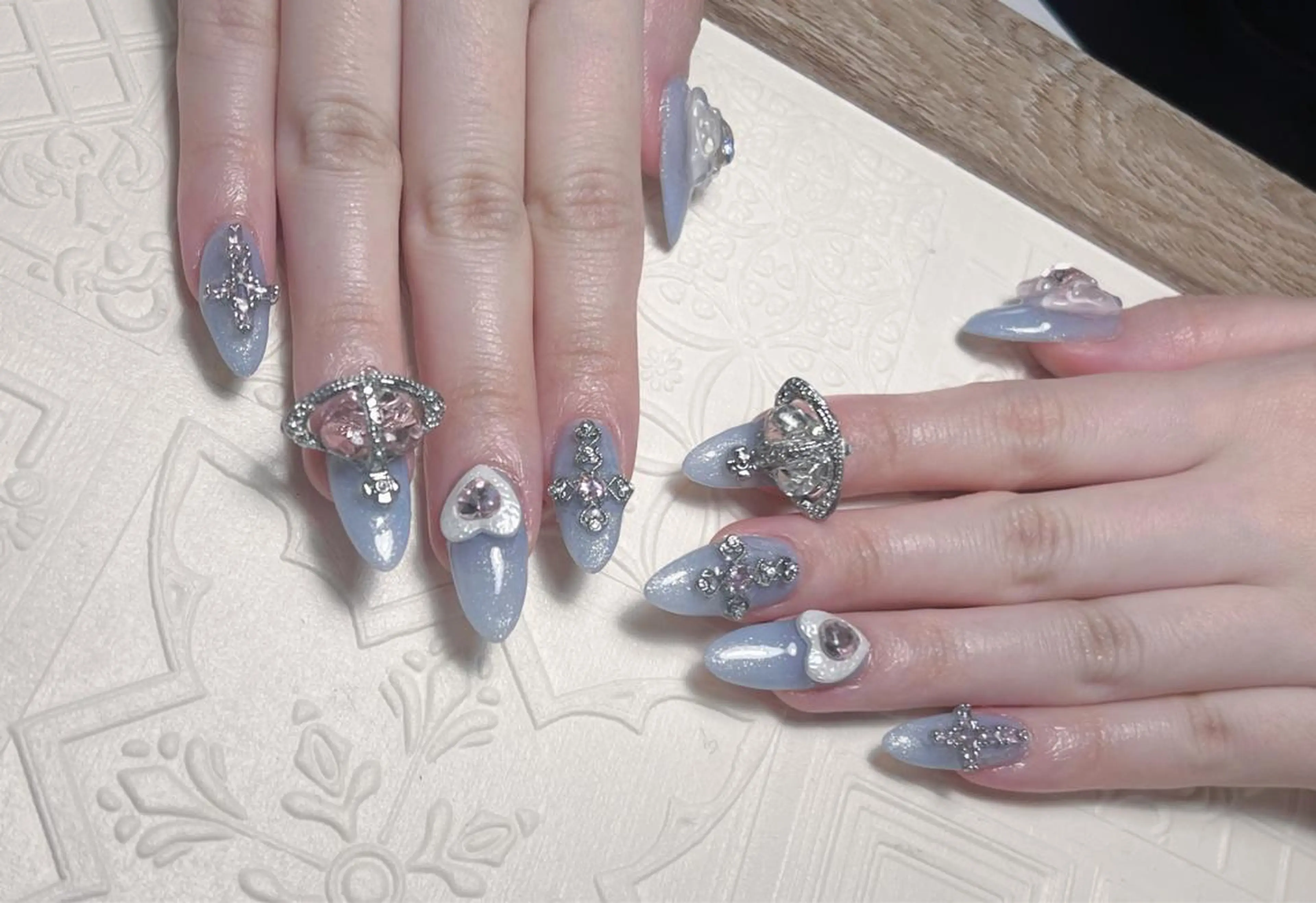 ネイル 長さ出し フットネイル フレンチネイル ジェルネイル ガラスフレンチ MSSugar Nailのネイルデザイン