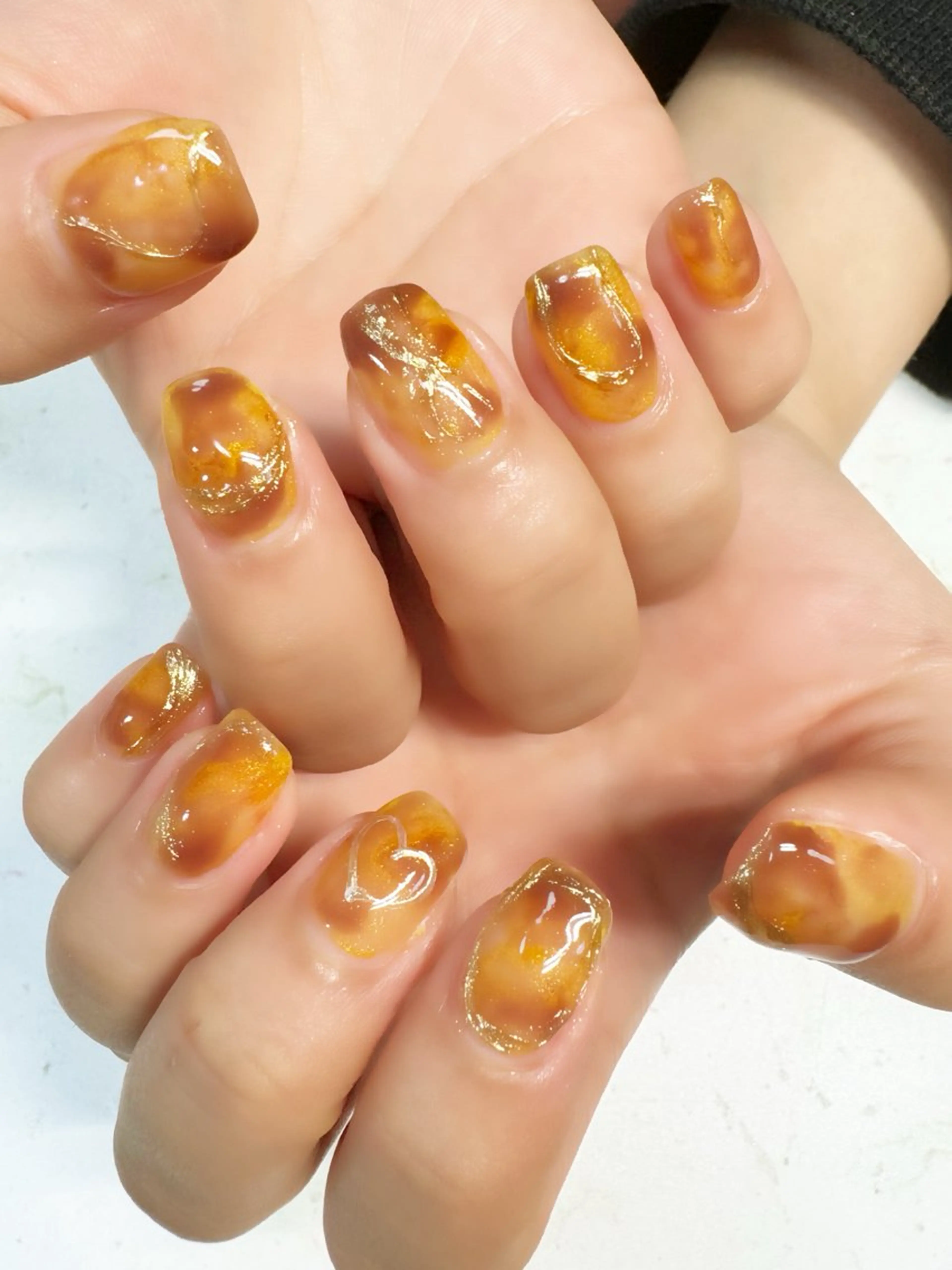 ネイル ブラウン ミラーネイル MonFavori 坂田のネイルデザイン