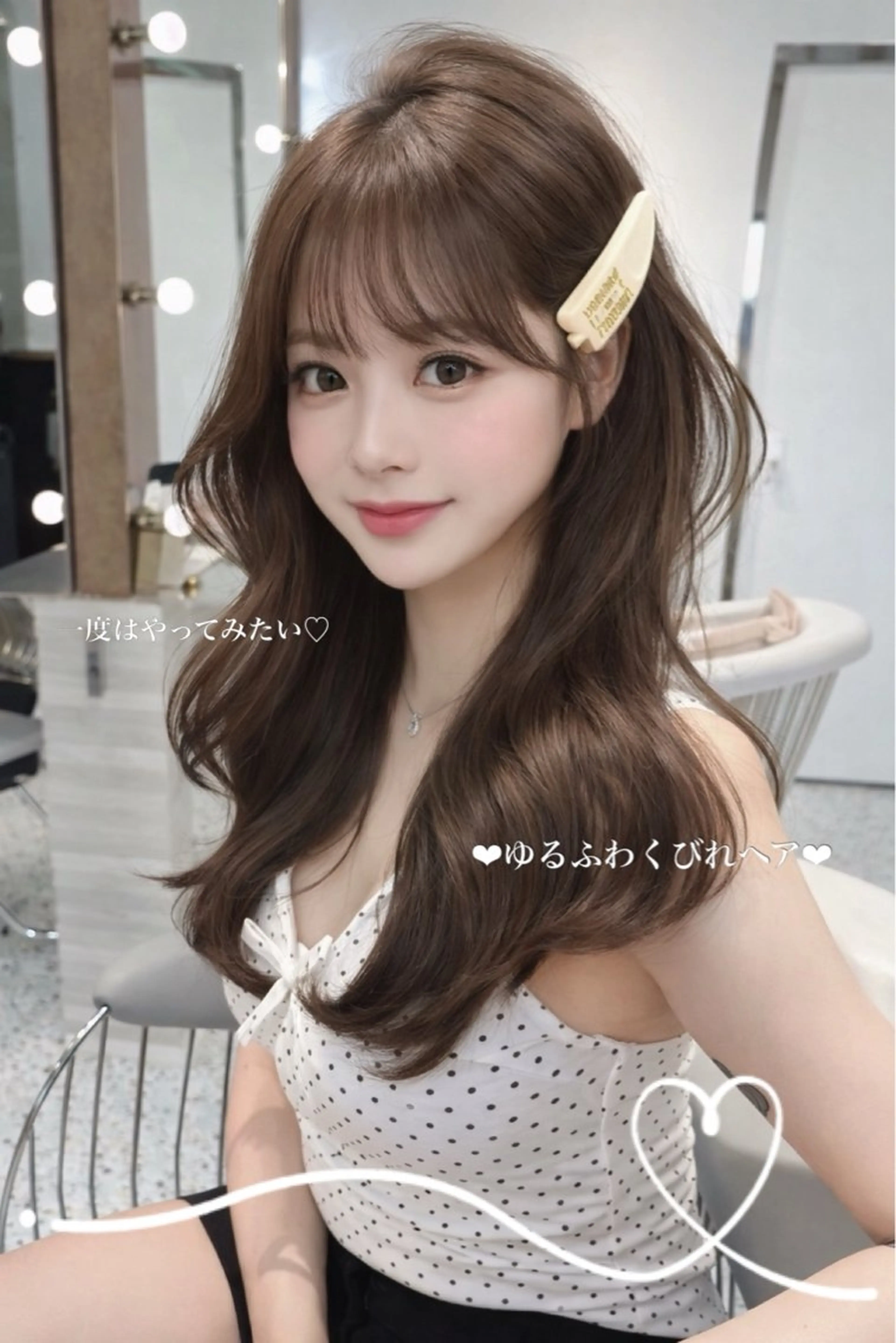 ロング くびれヘア 韓国風ヘア レイヤーカット 小顔カット 縮毛矯正 ♡Aira♡lond /グレージュ/縮毛のヘアスタイル