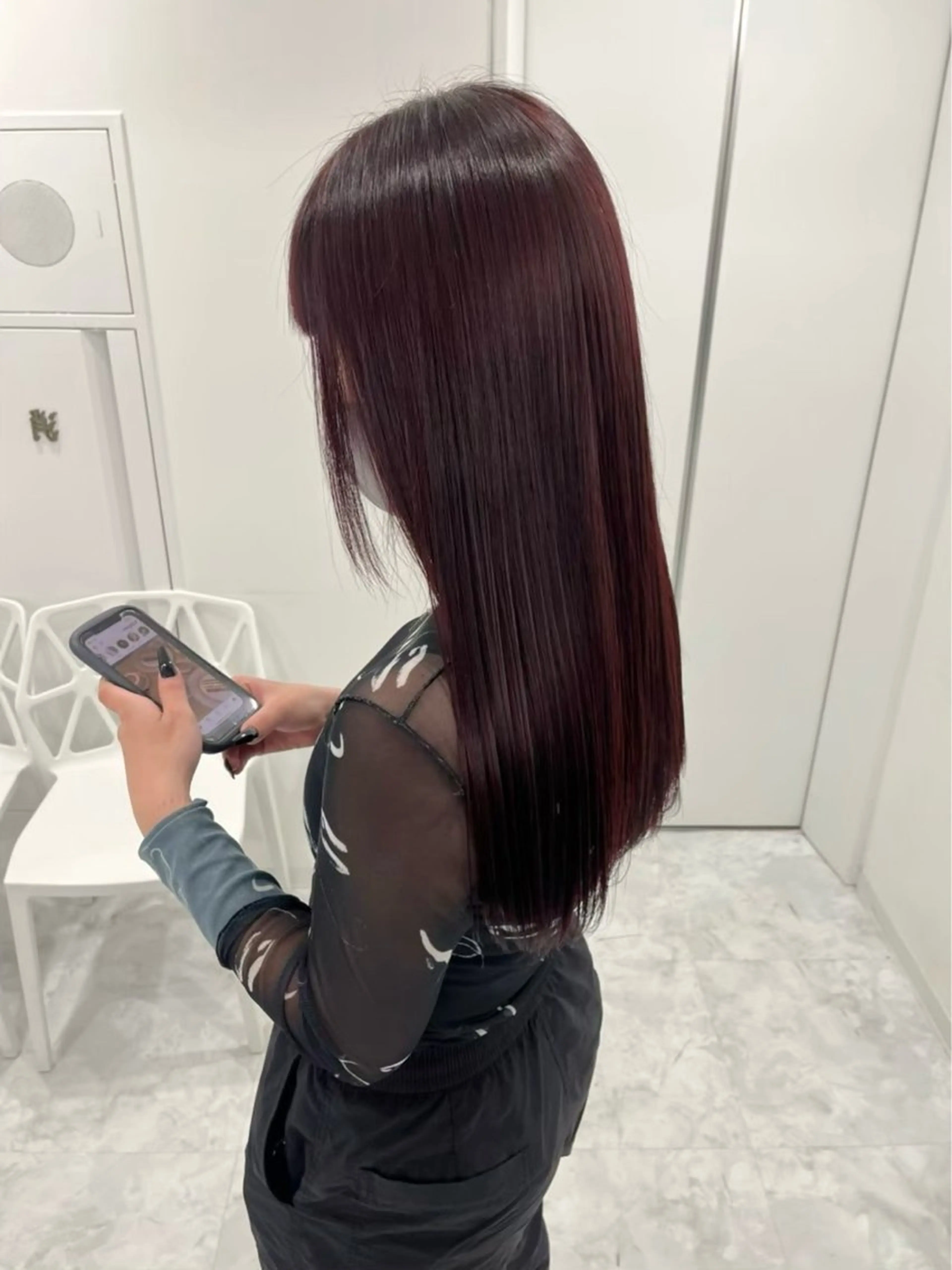 ロング カラー ヘアアレンジ 暗髪うる艶ヘア🫧 yumi🐈‍⬛🪽のヘアスタイル