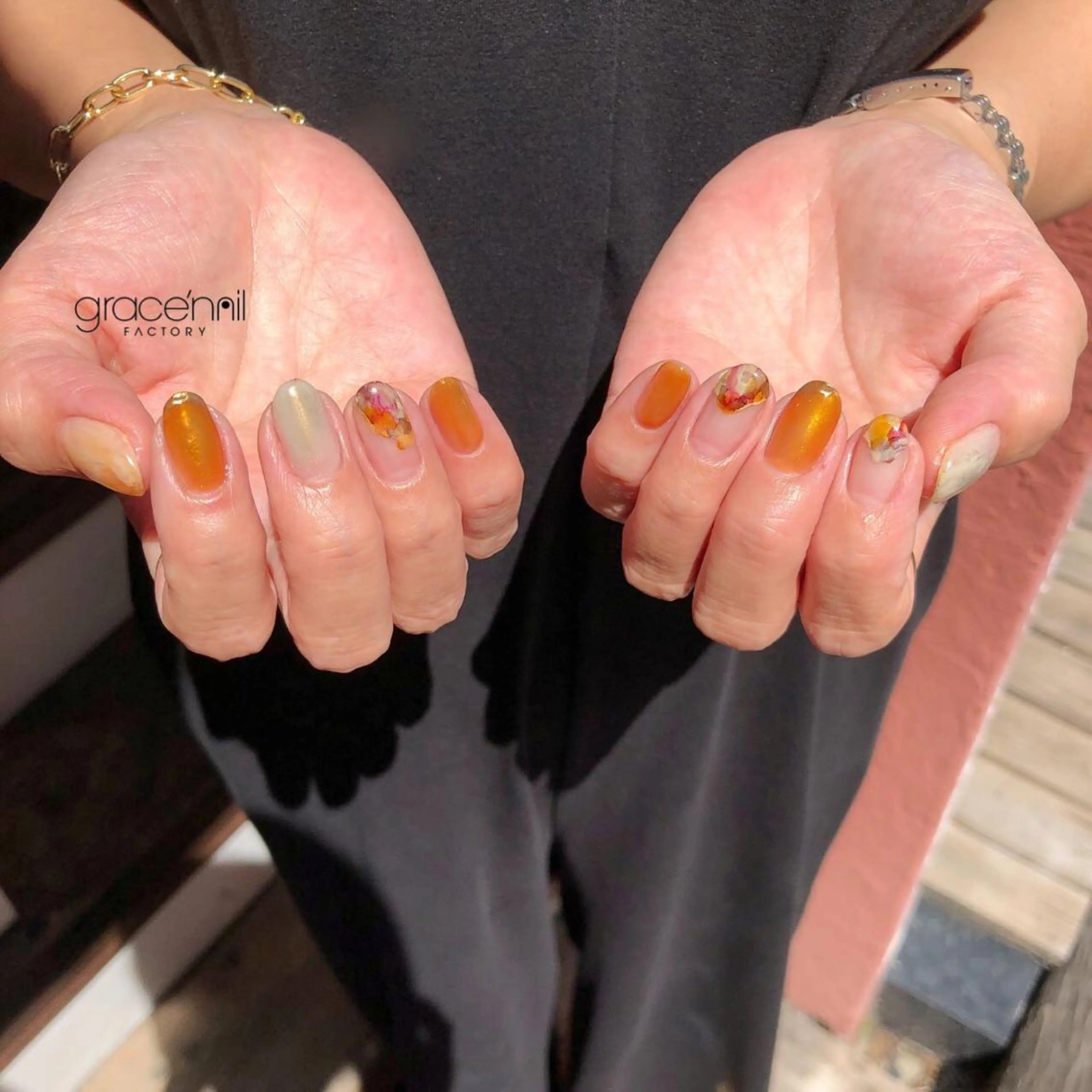 ネイル なんば堀江/育爪施術 ニュアンス✻Kaphのネイルデザイン