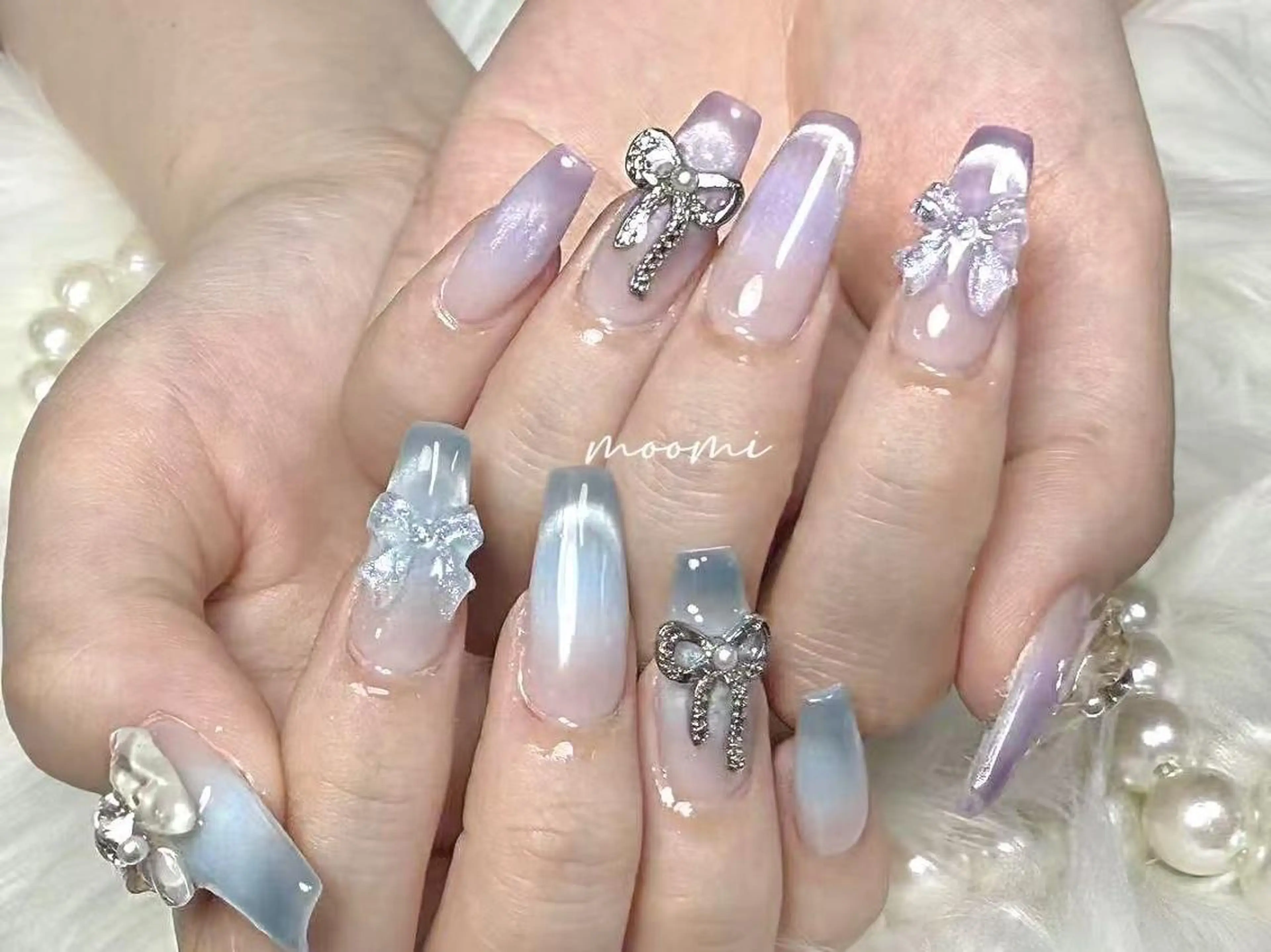 ネイル 長さ出し ジェルネイル グラデーション 韓国ネイル マグネットネイル moomi nail スカルプ専門のネイルデザイン