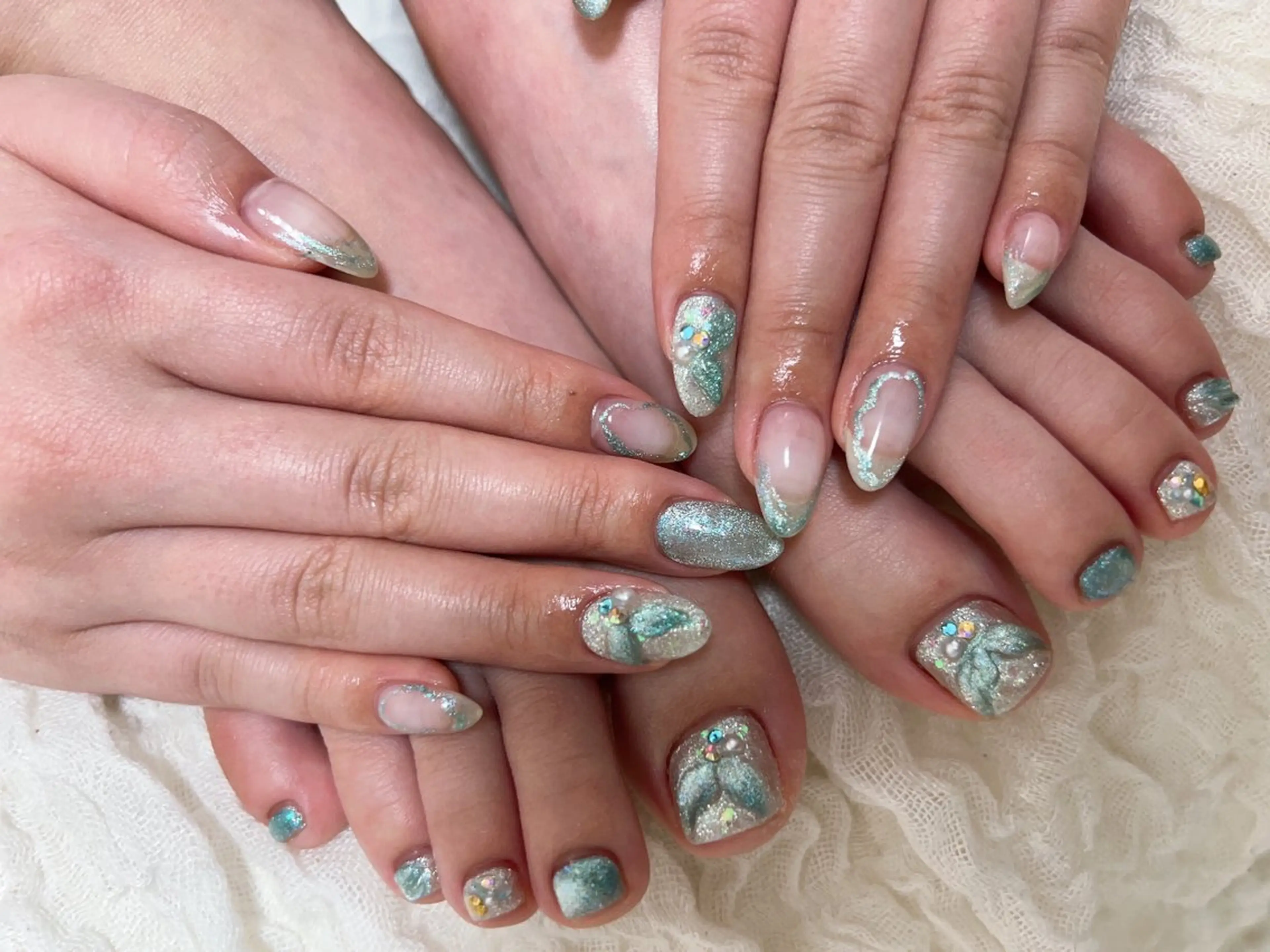 ネイル フットネイル マグネットネイル おそろいネイル coco nailのネイルデザイン