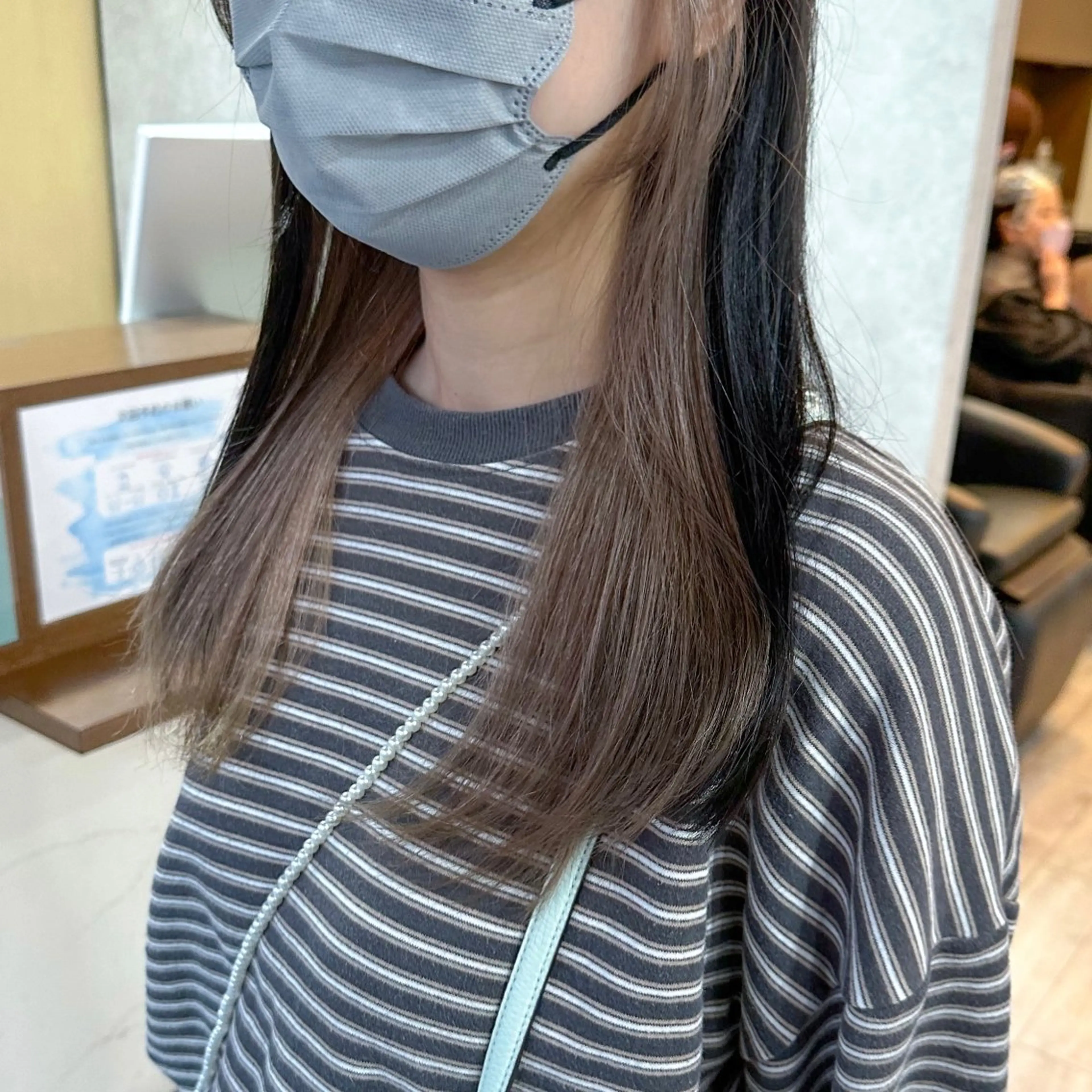 セミロング カラー イヤリングカラー グレージュ カット ヘアカラー トリートメント レイヤー/高橋 みく /池下/千種のヘアスタイル