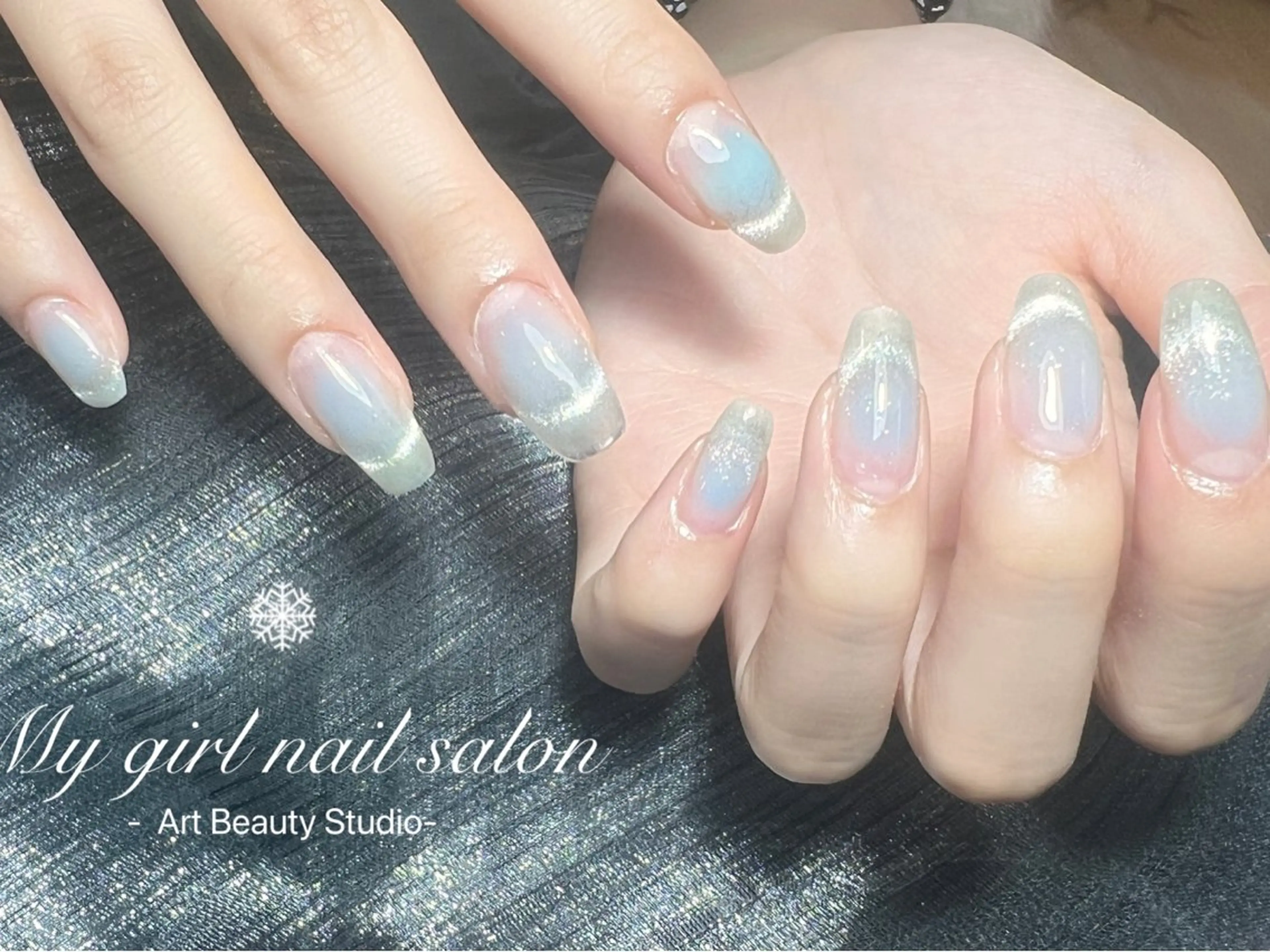 ネイル チークネイル 長さ出し フレンチネイル ジェルネイル マグネットネイル My Girl nailsalonのネイルデザイン
