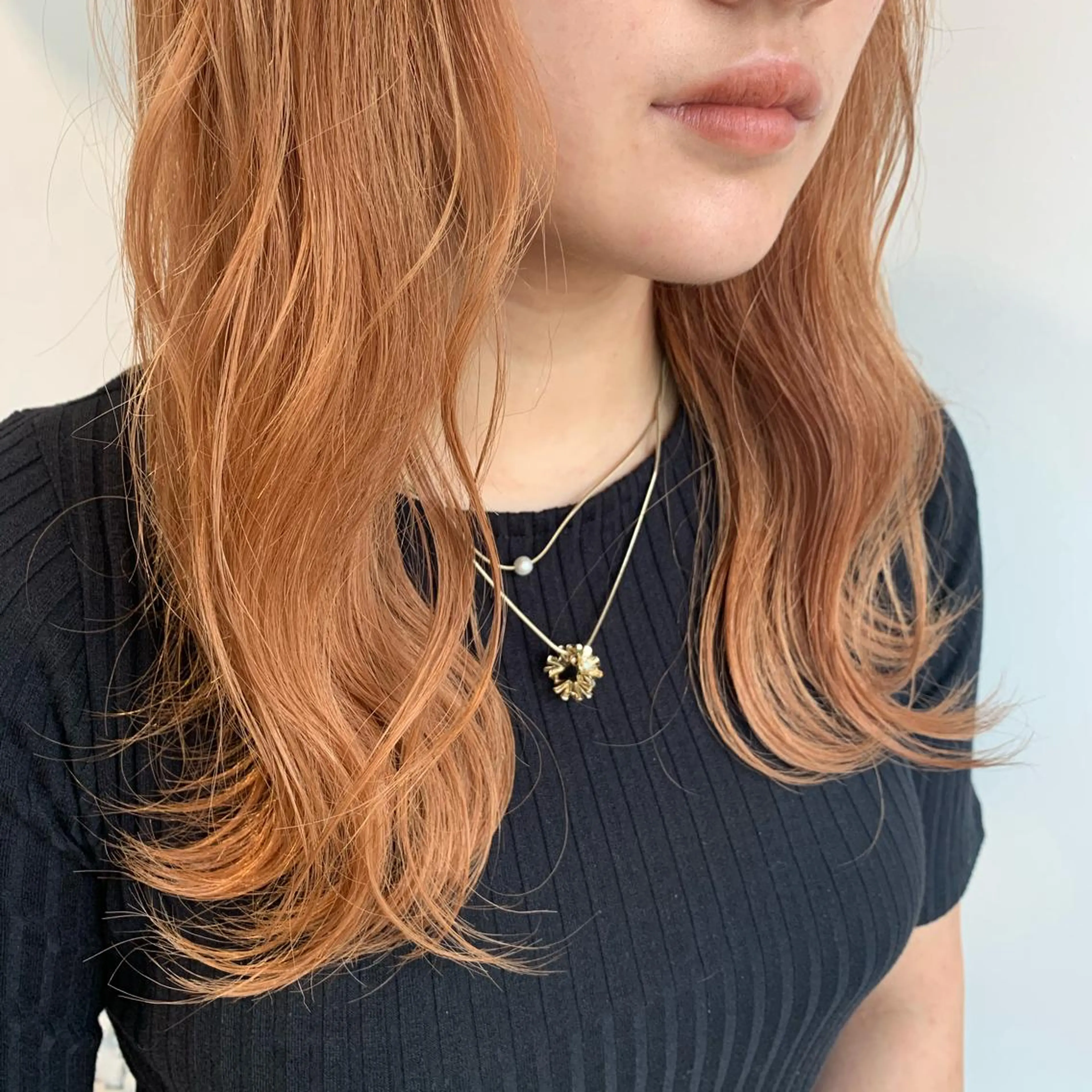 セミロング カラー ベージュカラー オレンジ オレンジベージュ ヘアカラー トリートメント "小顔カット" Fuko.のヘアスタイル