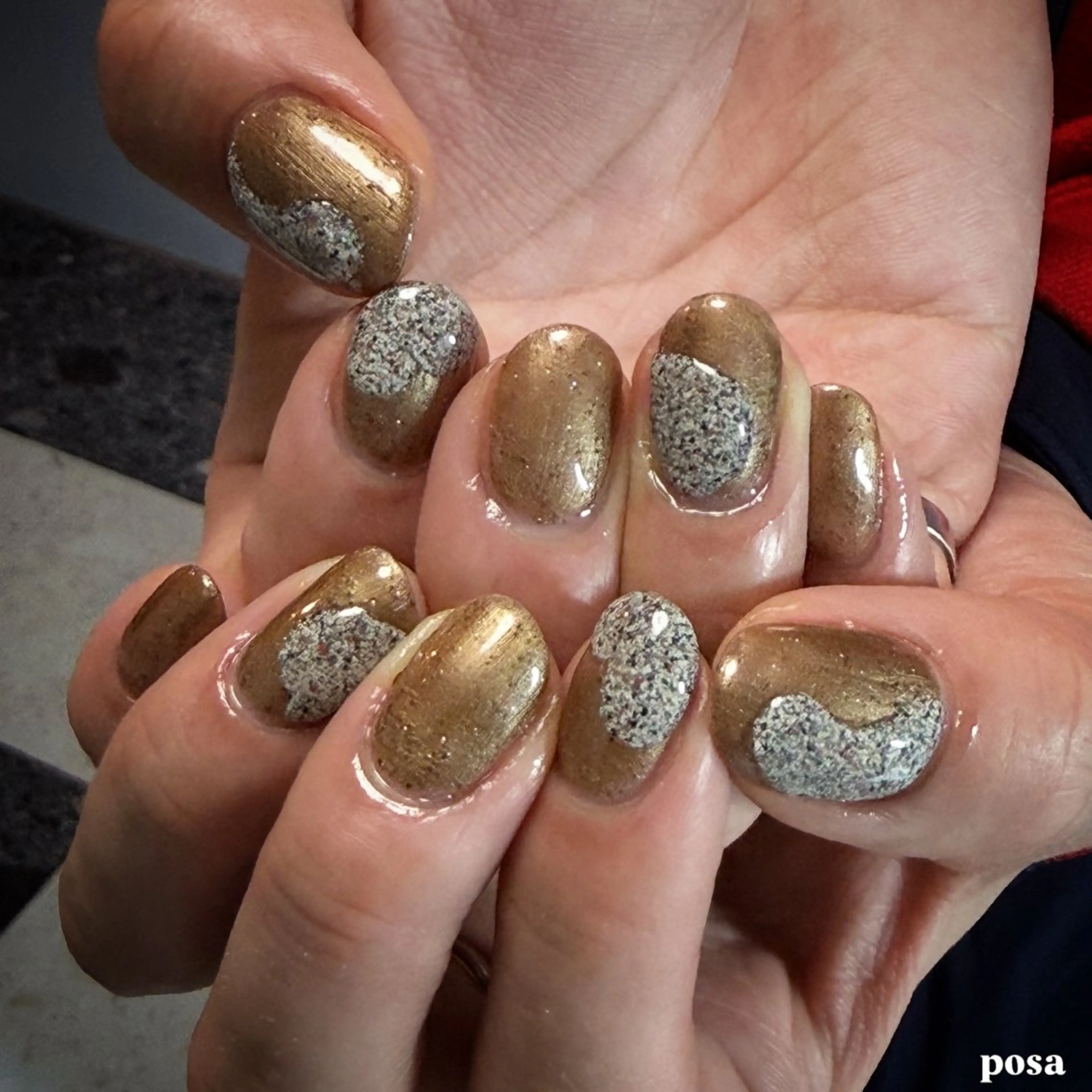 ネイル ゴールド シンプルネイル ハンドネイル posa nail モエミのネイルデザイン