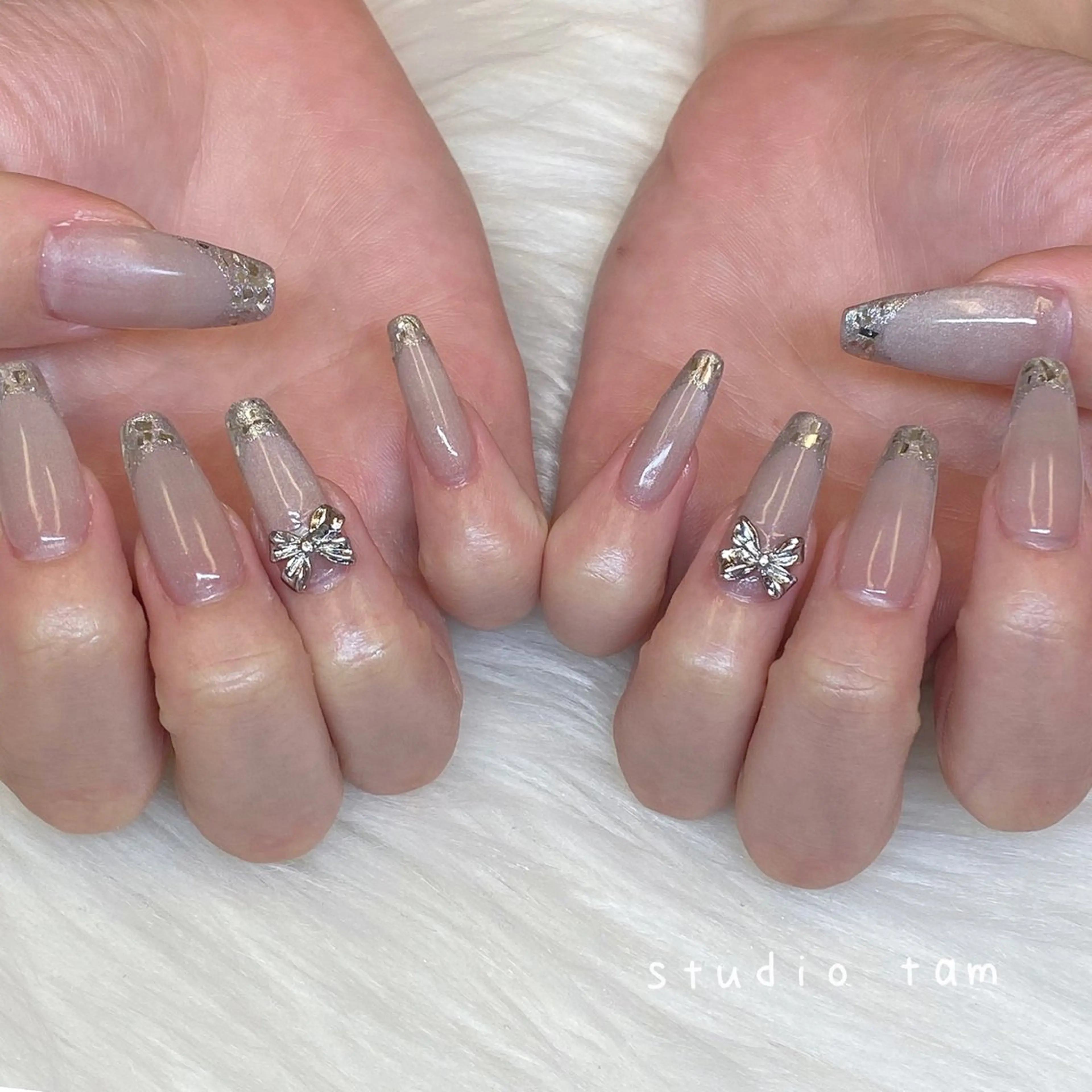 ネイル チークネイル フレンチネイル ガラスフレンチ 韓国ネイル マグネットネイル studio tam 髙橋彩夏のネイルデザイン