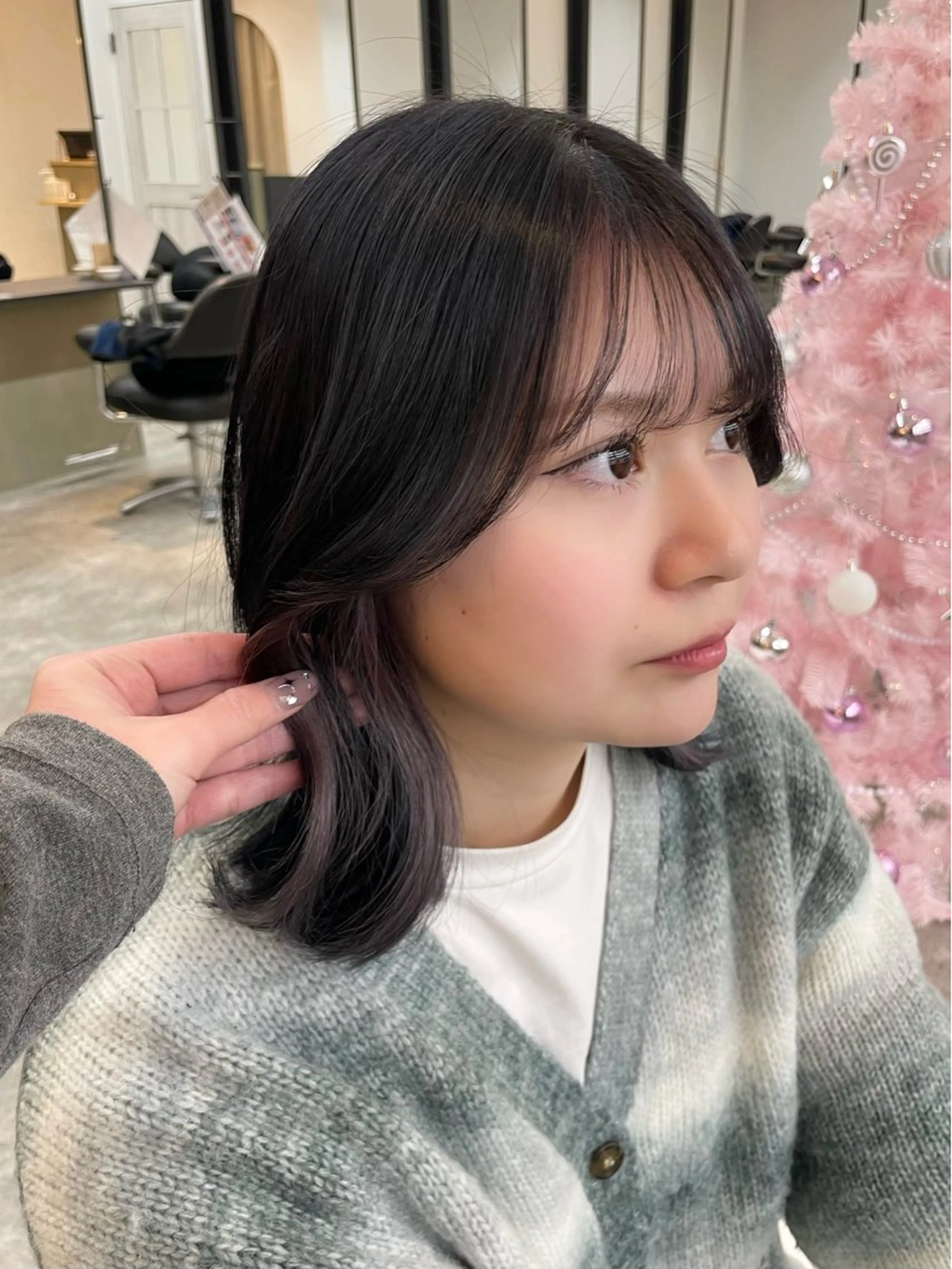 ミディアム ミストバング 柳田 光のヘアスタイル