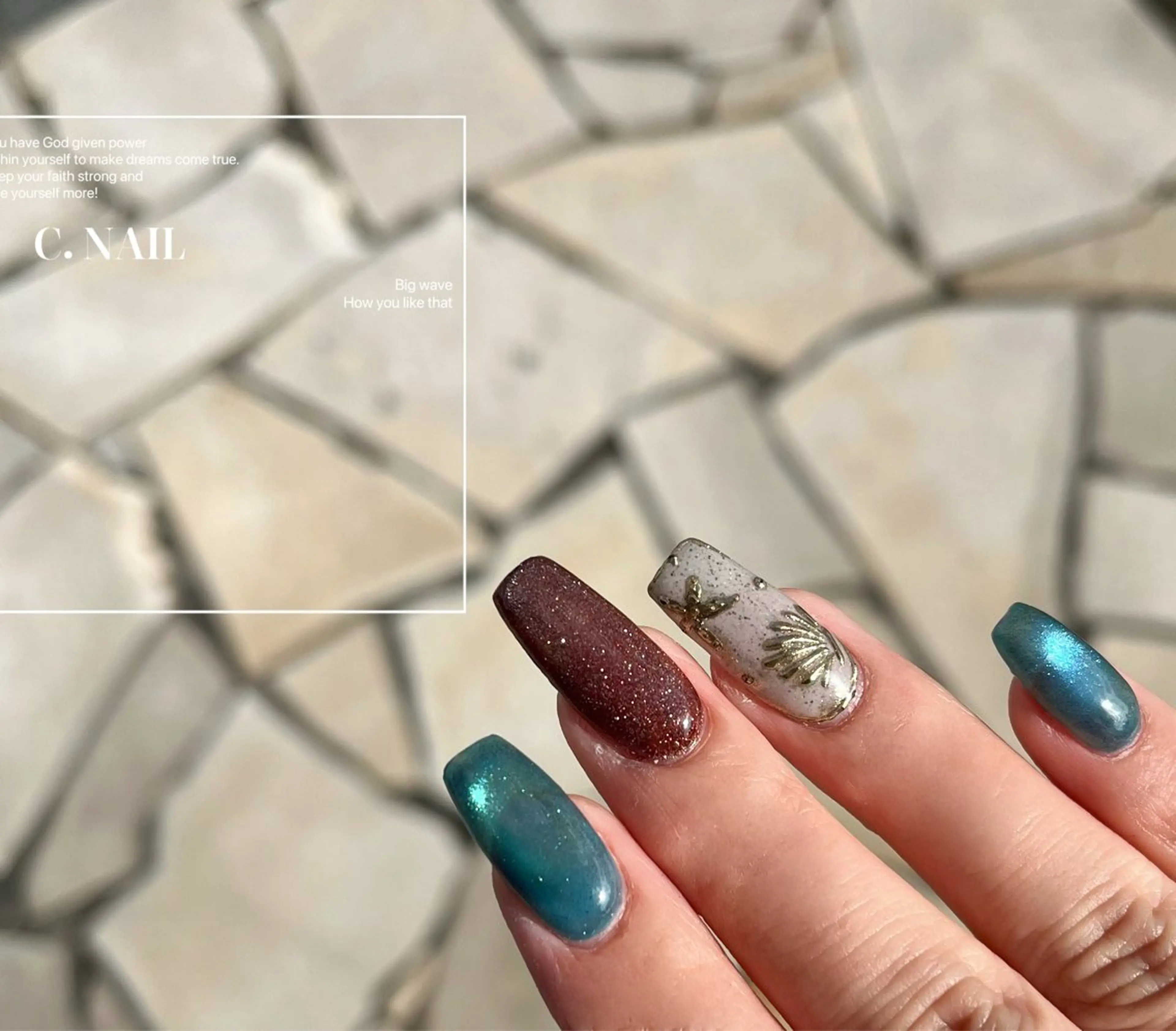 ネイル フラッシュネイル マグネットネイル 夏ネイル C.Nail &Eye筑紫駅のネイルデザイン