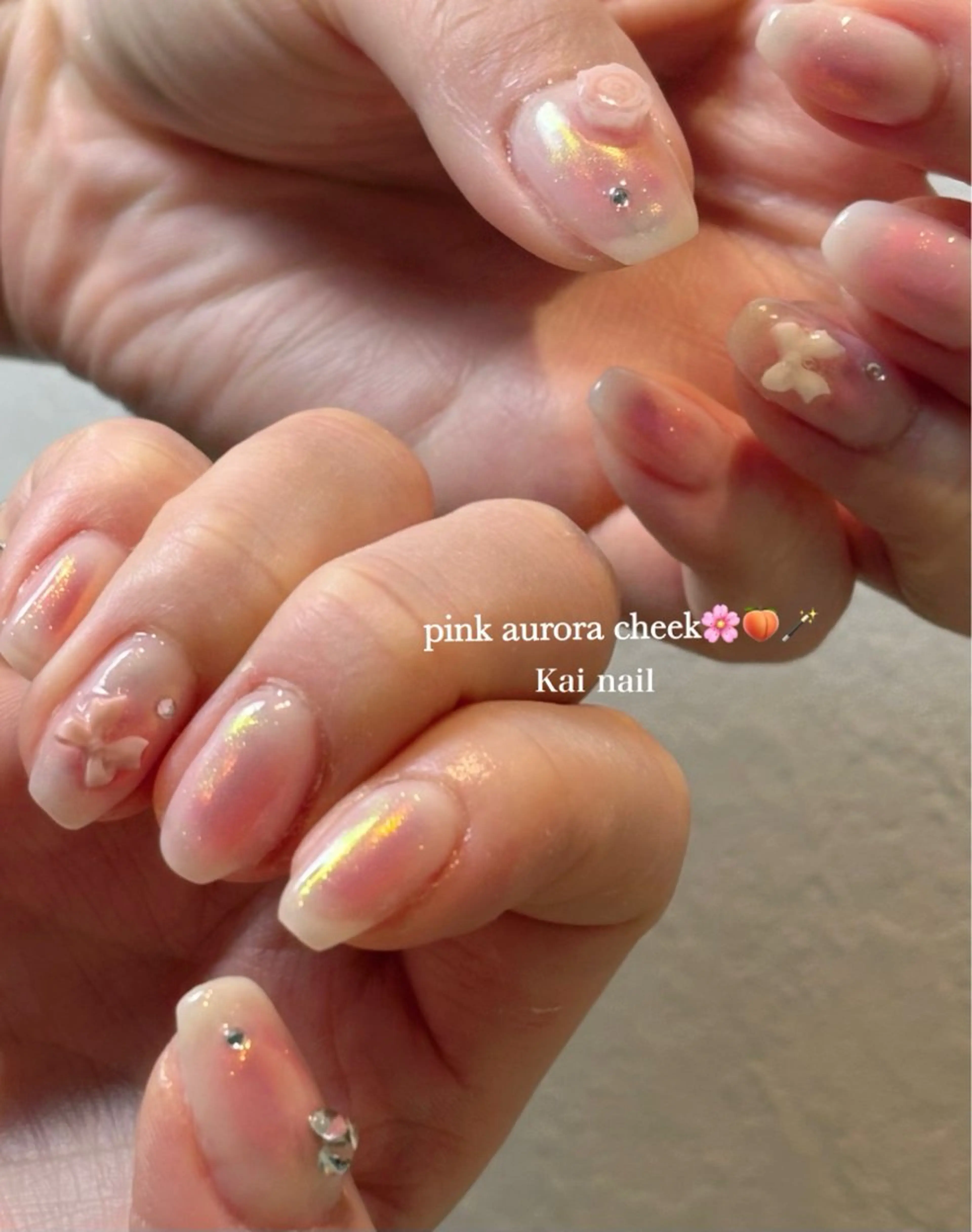 ネイル チークネイル フレンチネイル ガーリー 韓国ネイル マグネットネイル ハンドネイル Kai  nail Mayukoのネイルデザイン