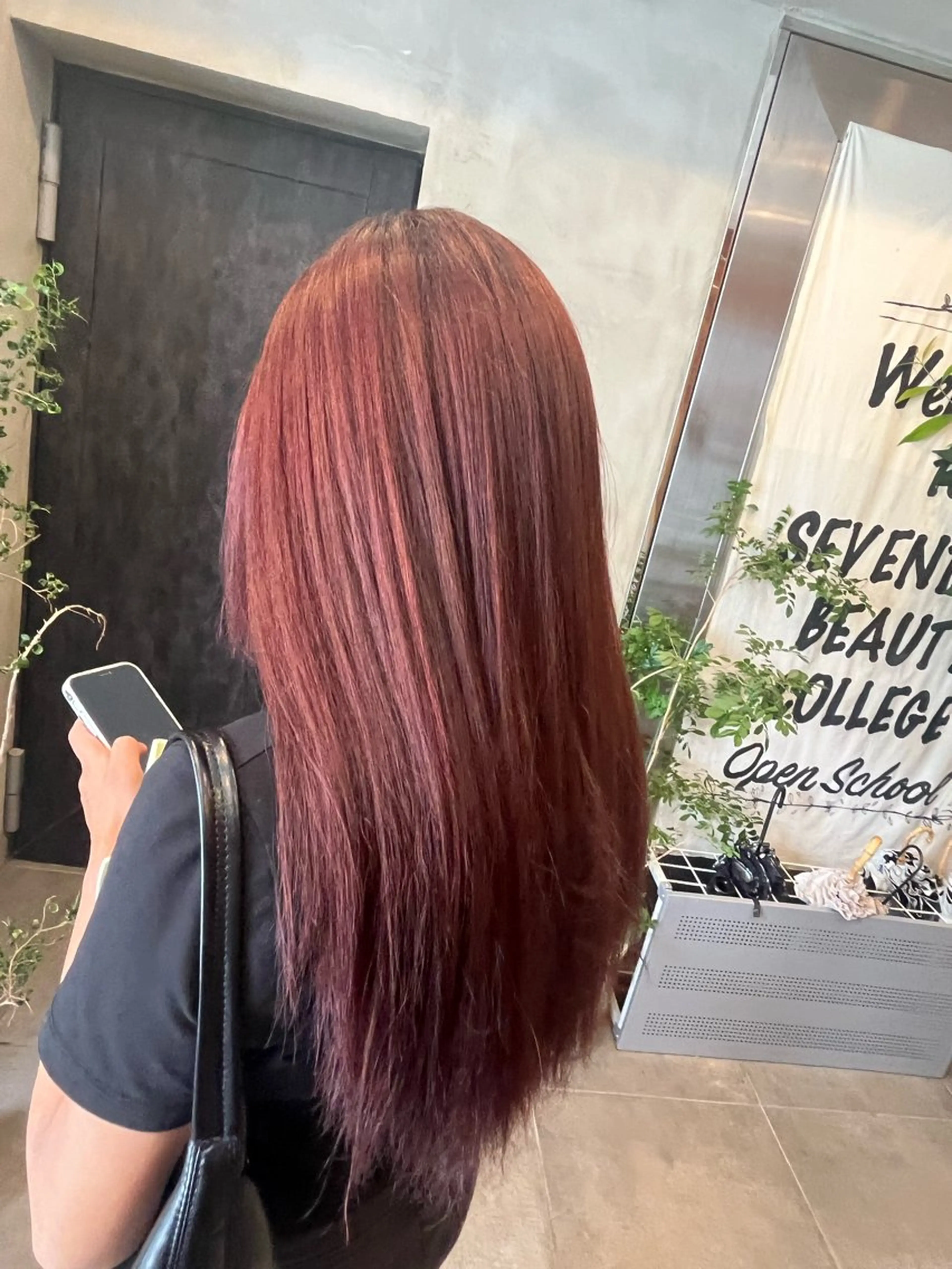 ロング カラー ブリーチ ブリーチなしカラー レッドカラー 艶カラー/メンズ パーマ/いくののヘアスタイル