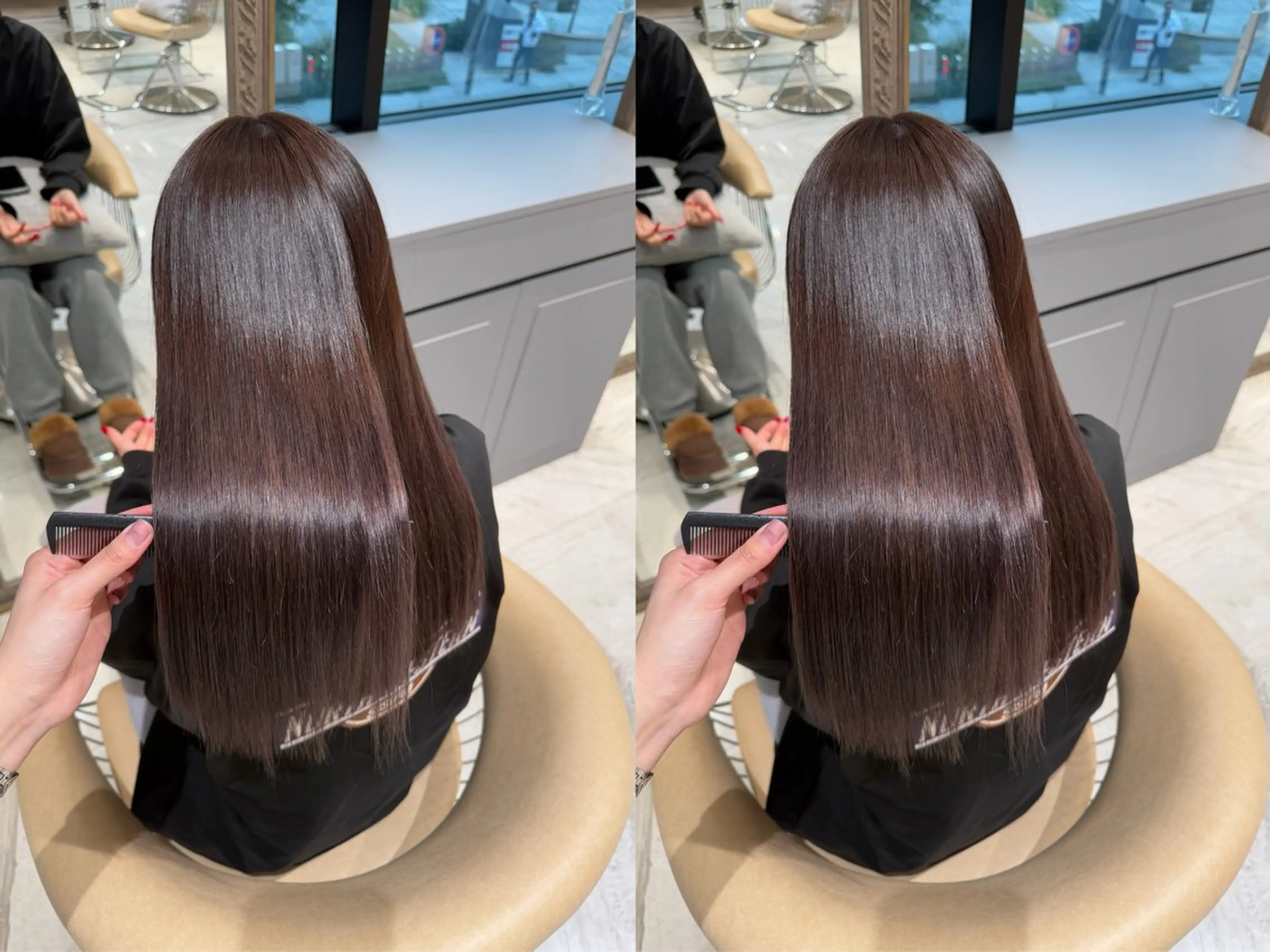 カラー ゆらんちょ/ブリーチ 無w/縮毛矯正/暖色のヘアスタイル