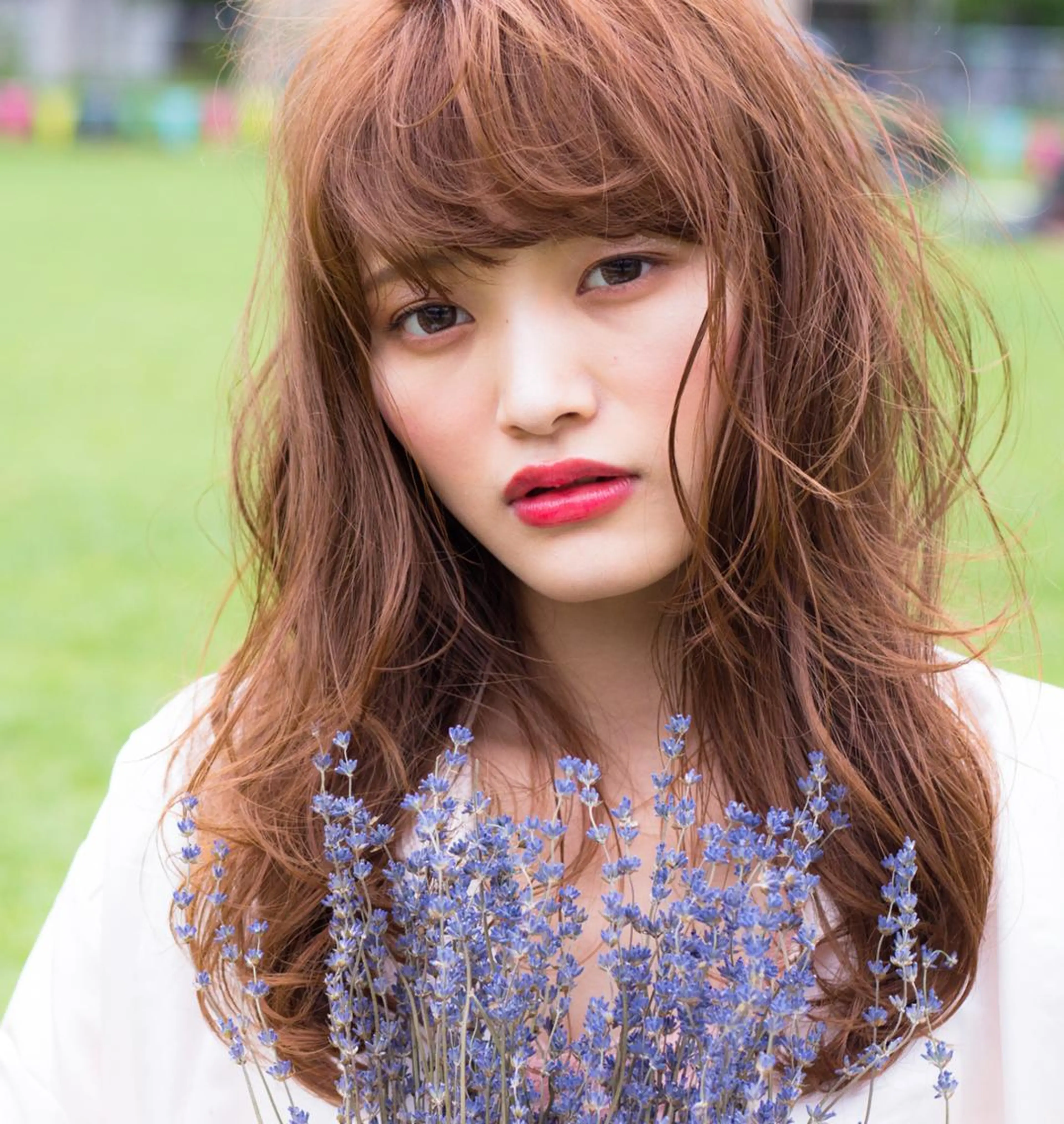 セミロング アッシュ ハイライト 髪質改善&韓国風特化 型サロン ミシェリーのヘアスタイル