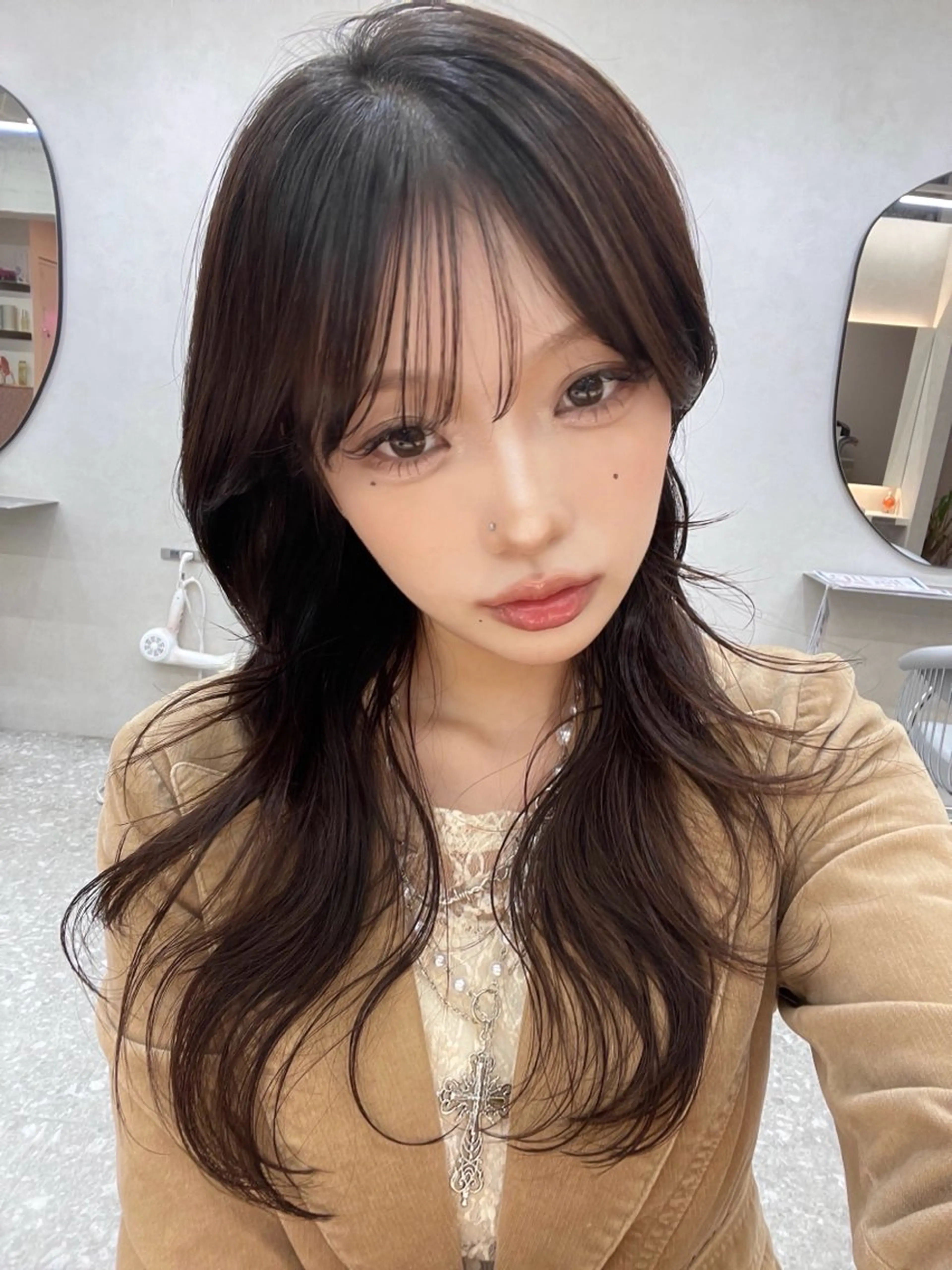 ロング カラー カット トリートメント 韓国ハッシュカット/ 新宿/髪質改善/岡崎のヘアスタイル