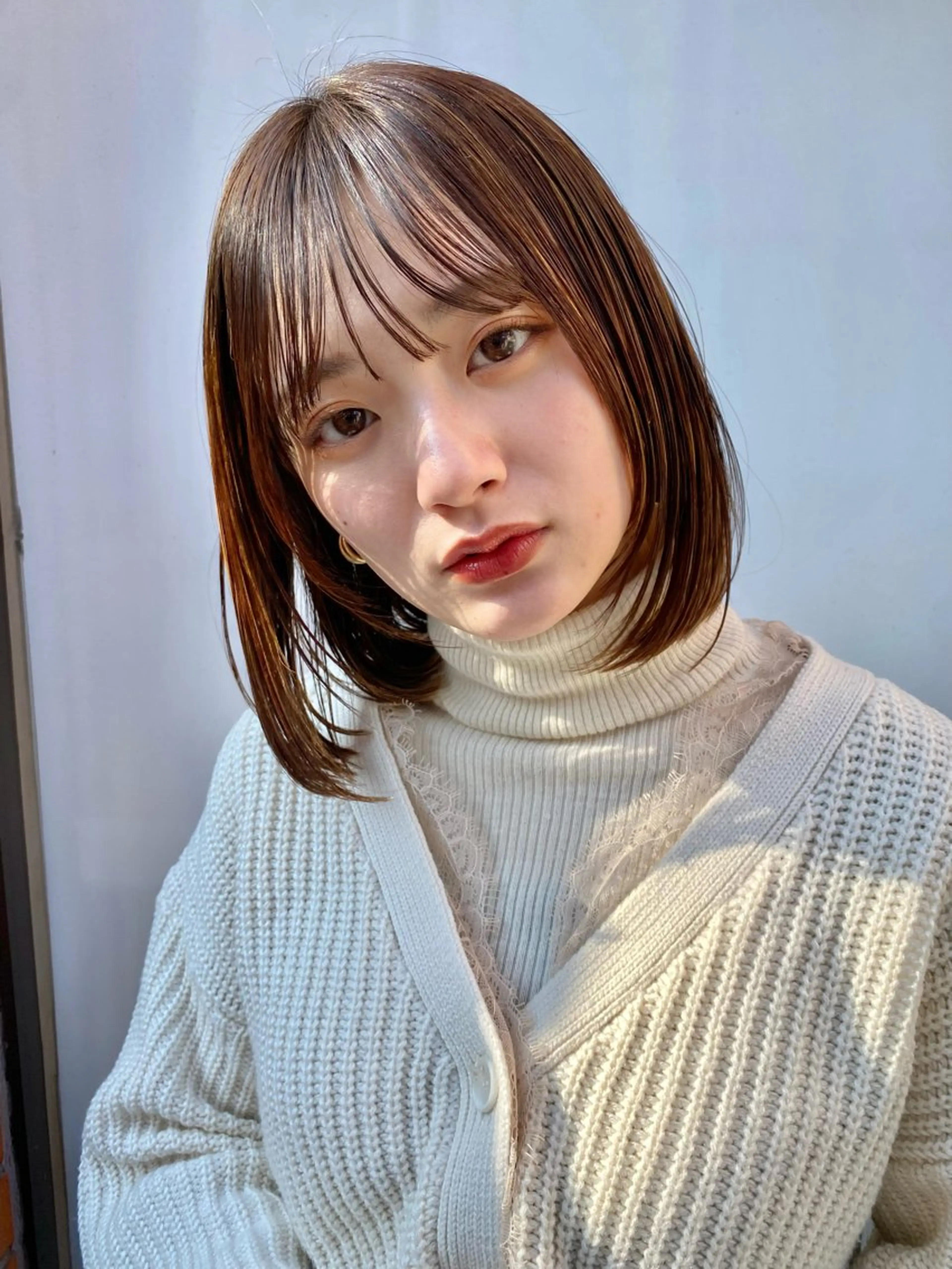 ミディアム カラー ボブ 小顔カット ヘッドスパ 仲村 豪太のヘアスタイル