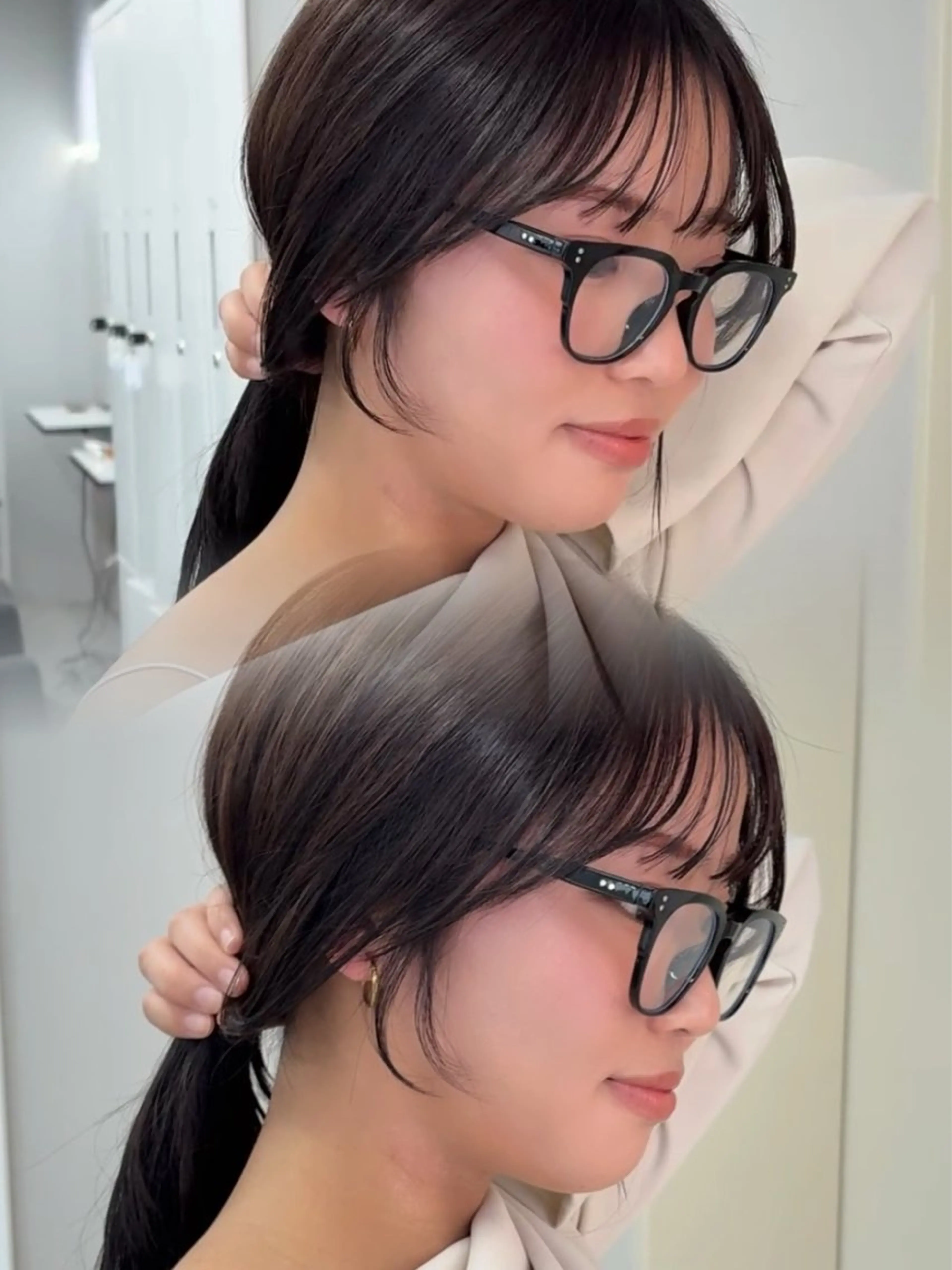 ミディアム 顔周りカット カット ヘアカラー ブリーチなし透明感 🪄aoi🤎のヘアスタイル