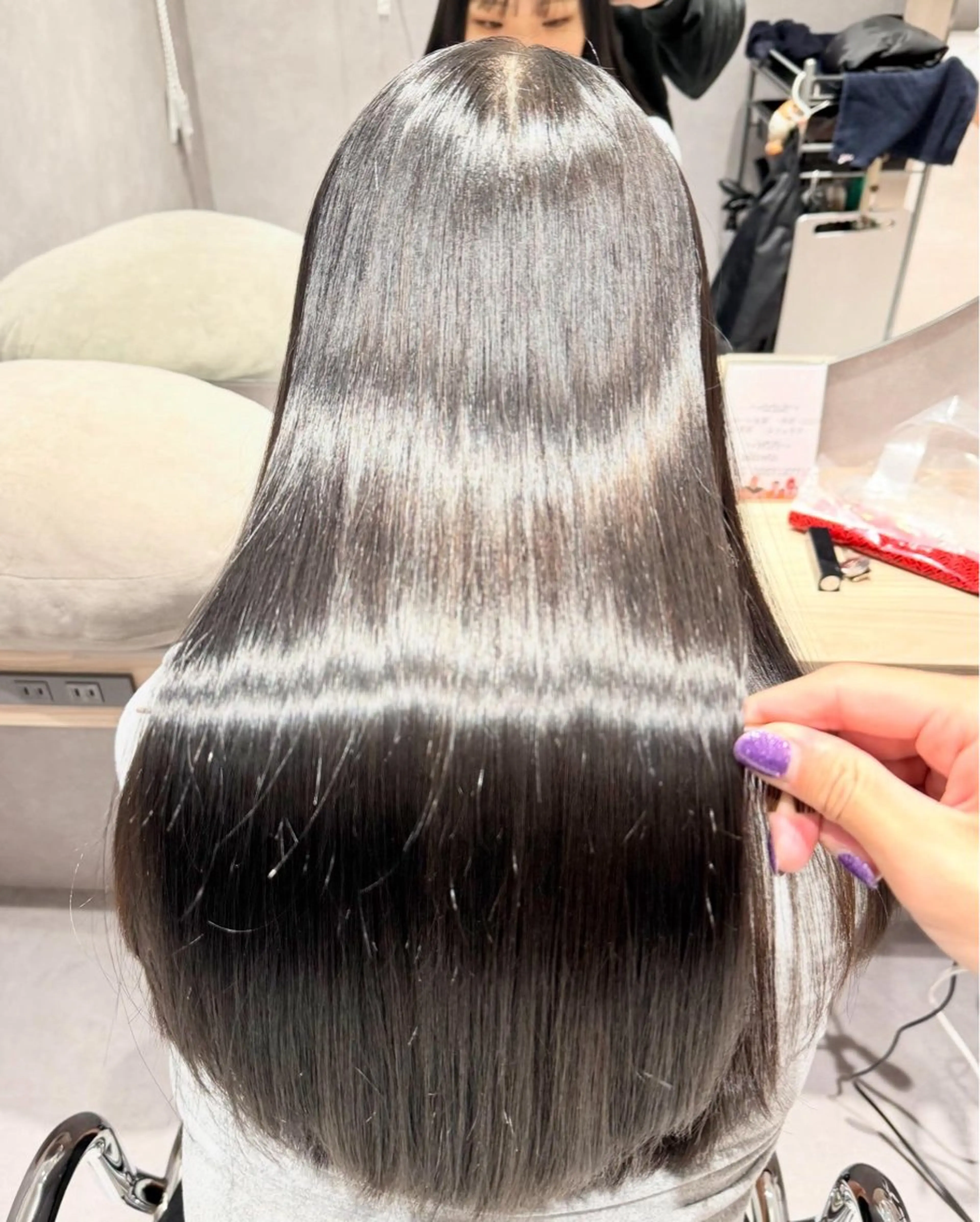 ロング カラー パーマ ヘアアレンジ 髪質改善 縮毛矯正 トリートメント ストレートパーマ 縮毛矯正 トリートメント 縮毛矯正/髪質改善/ ブリーチ毛/木元渓太のヘアスタイル