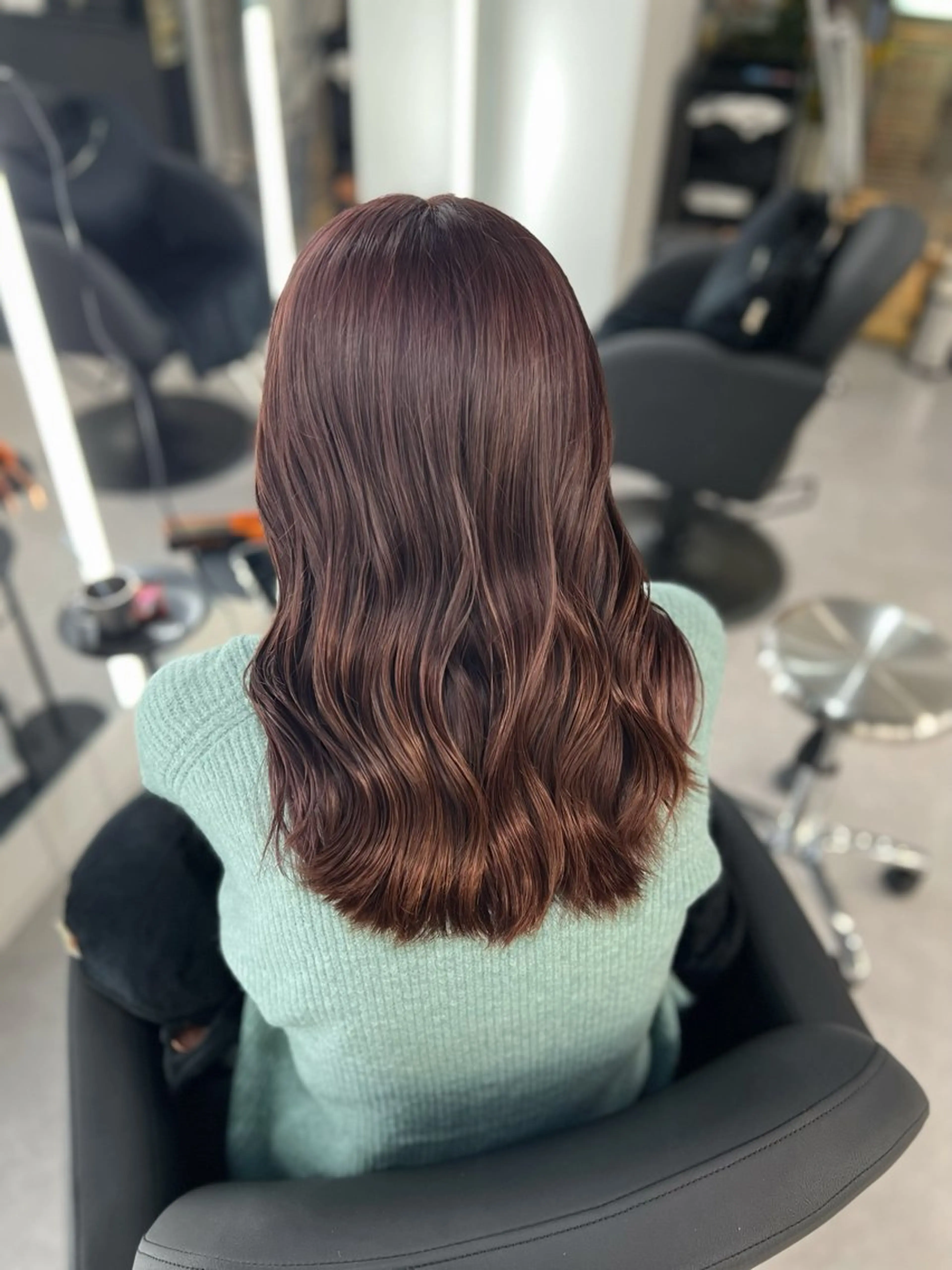 セミロング カラー ヘアカラー トリートメント eco/堀江/ 艶カラー/髪質改善のヘアスタイル